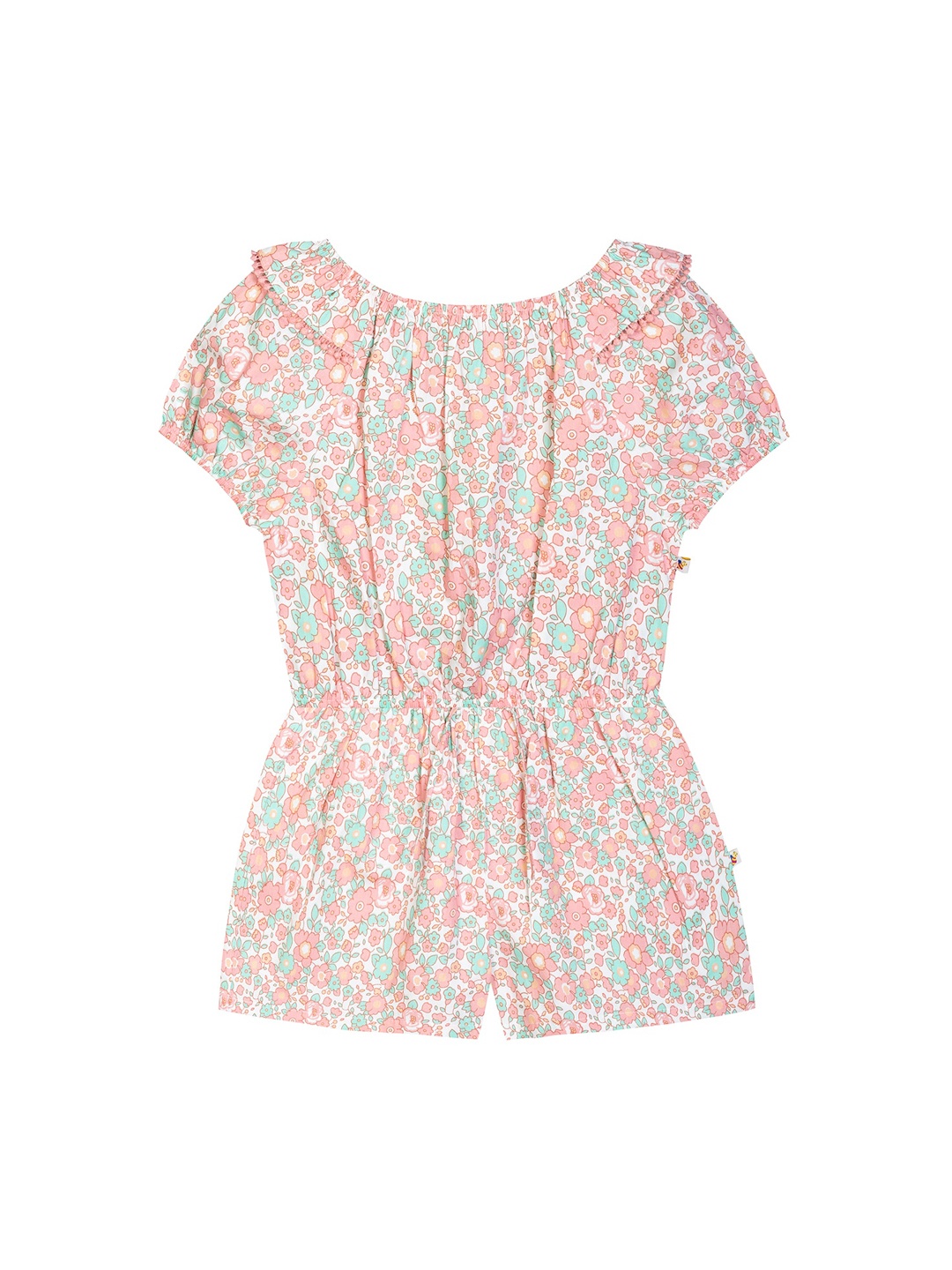 

Budding Bees Girls Pink & White Printed Pure Cotton Top with Shorts