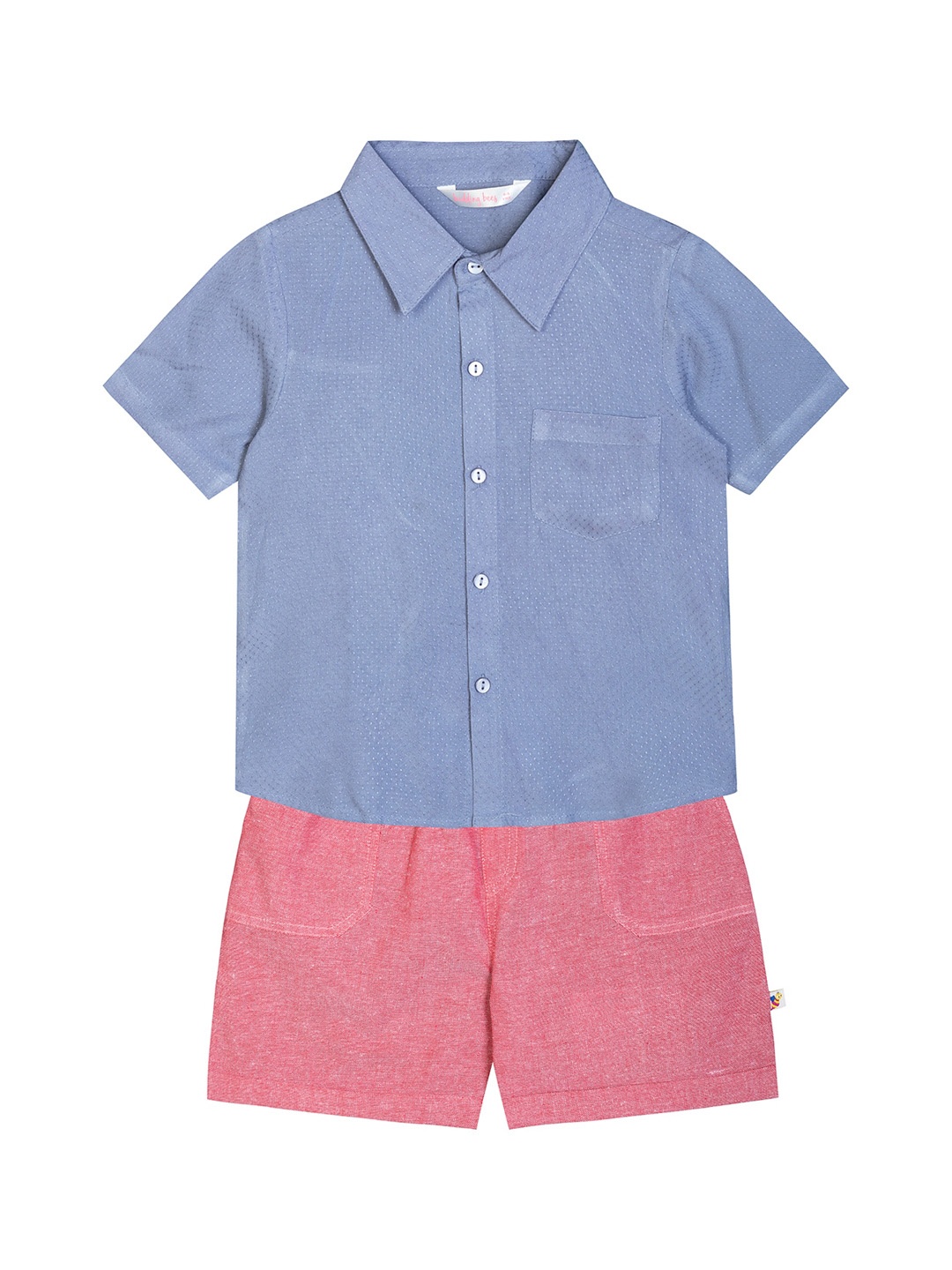 

Budding Bees Boys Blue & Pink Shirt with Shorts