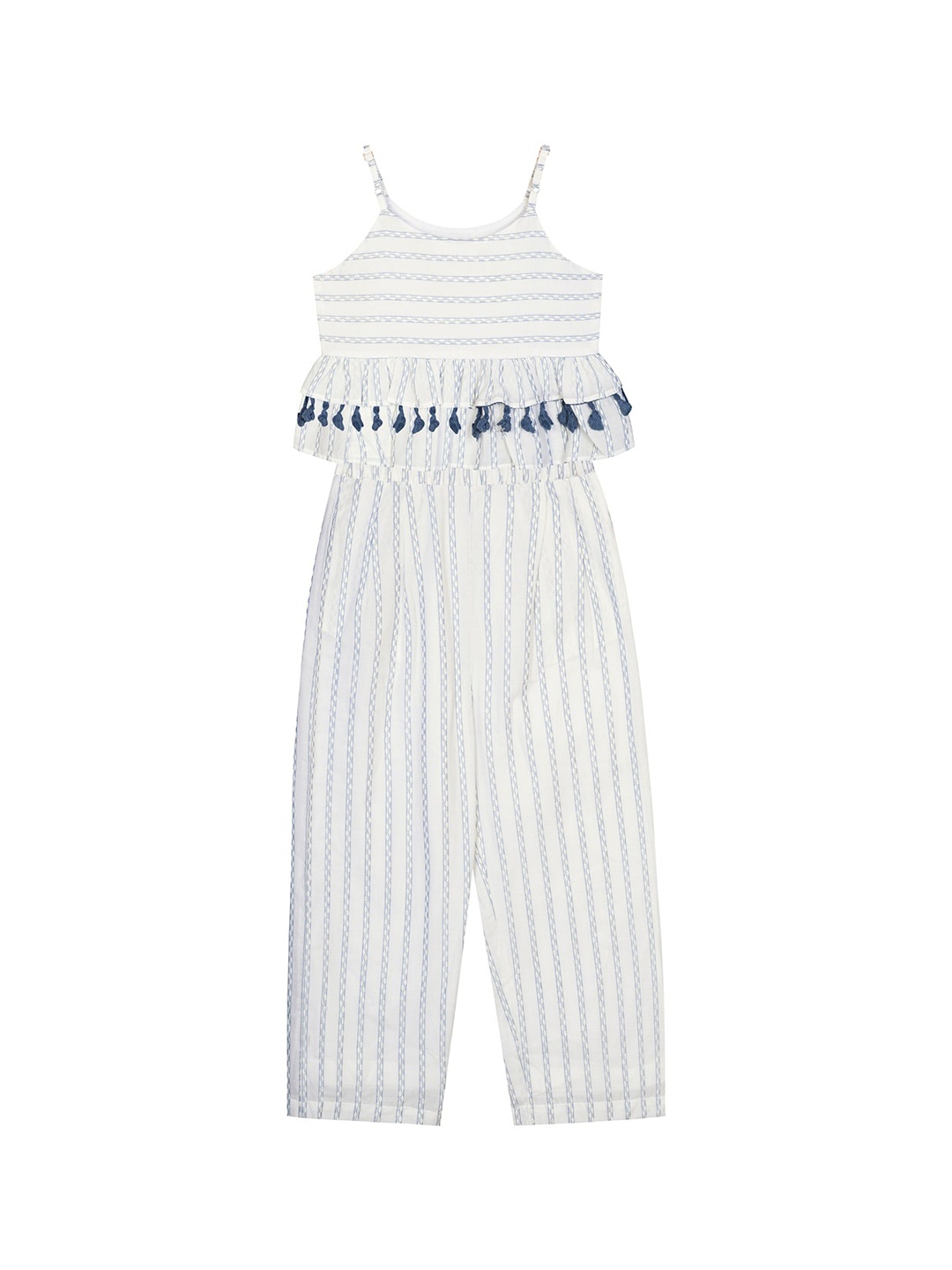 

Budding Bees Girls White & Blue Striped Top with Palazzos