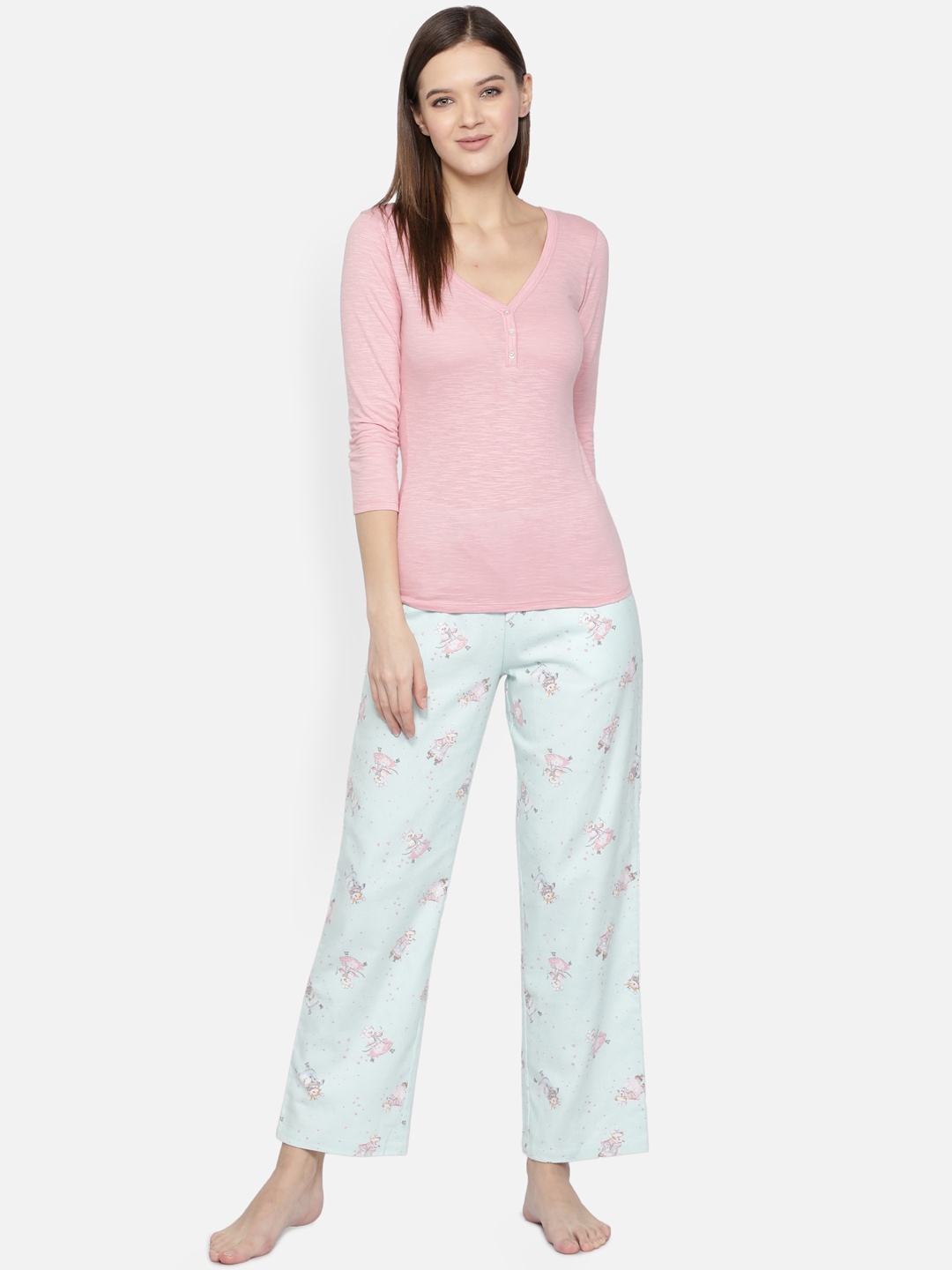 

BStories Women Pink & Blue Night suit