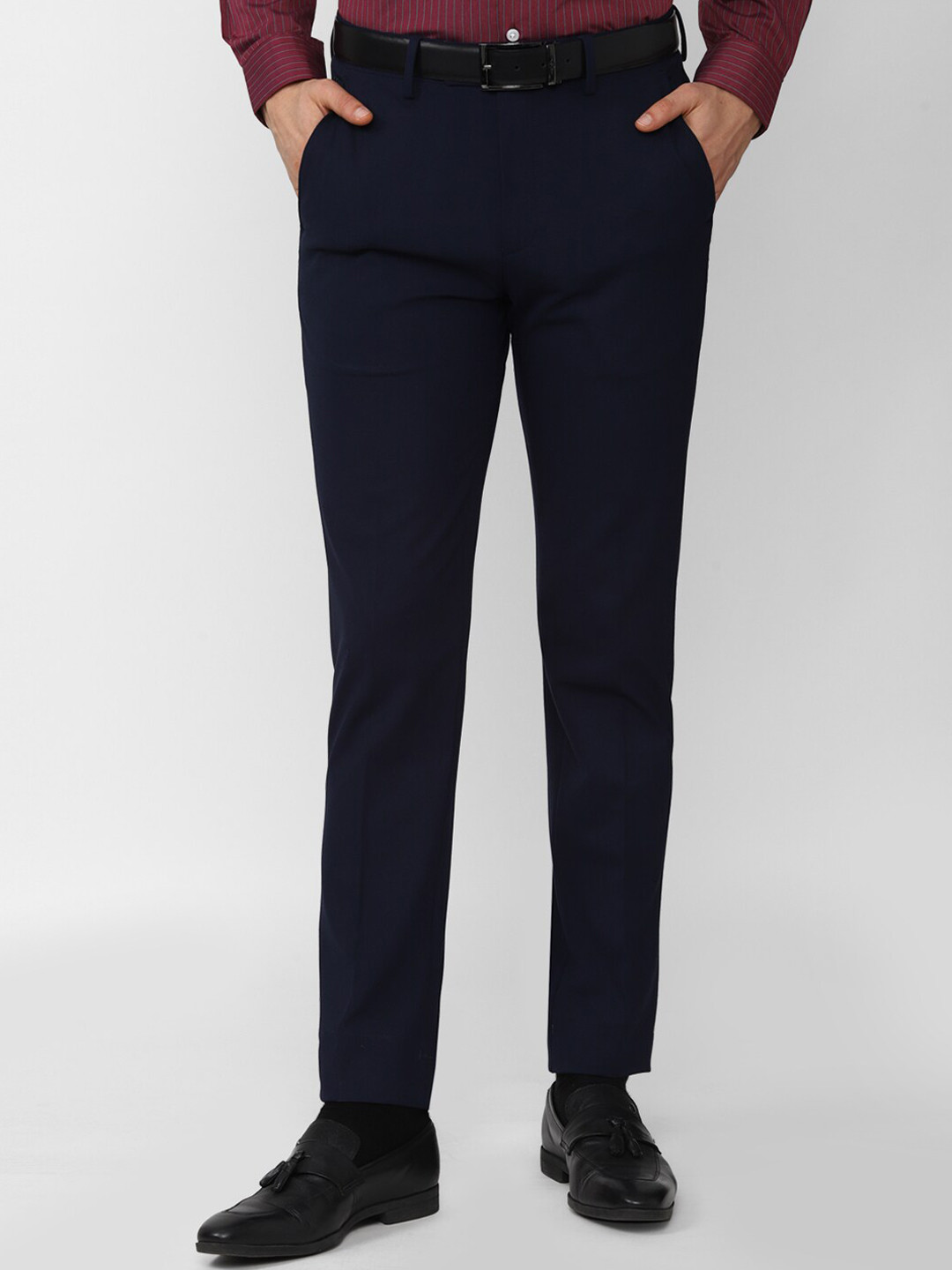 

Peter England Elite Men Navy Blue Slim Fit Trousers