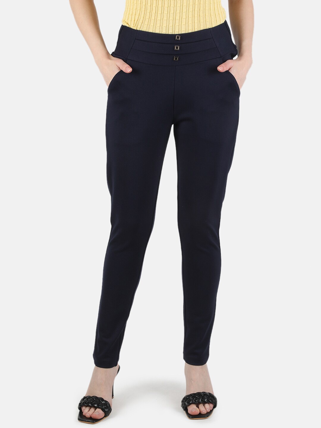 

Monte Carlo Women Navy Blue Solid Slim Fit Treggings