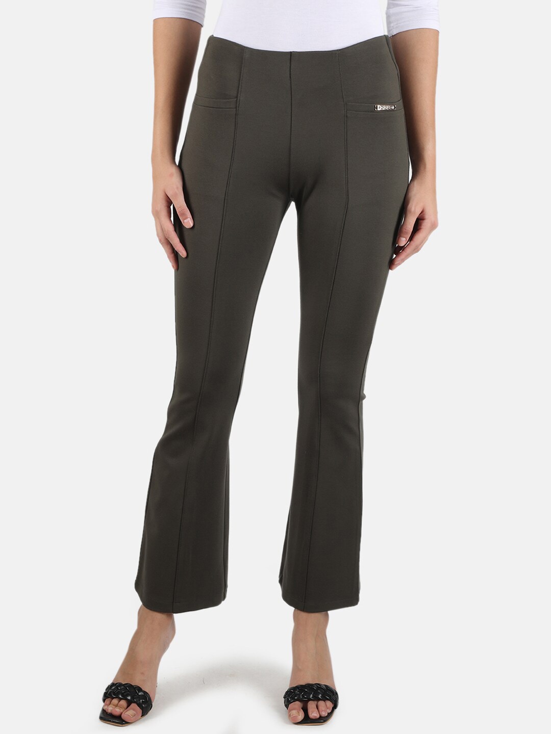 

Monte Carlo Women Olive-Green Solid Slim-Fit Jeggings