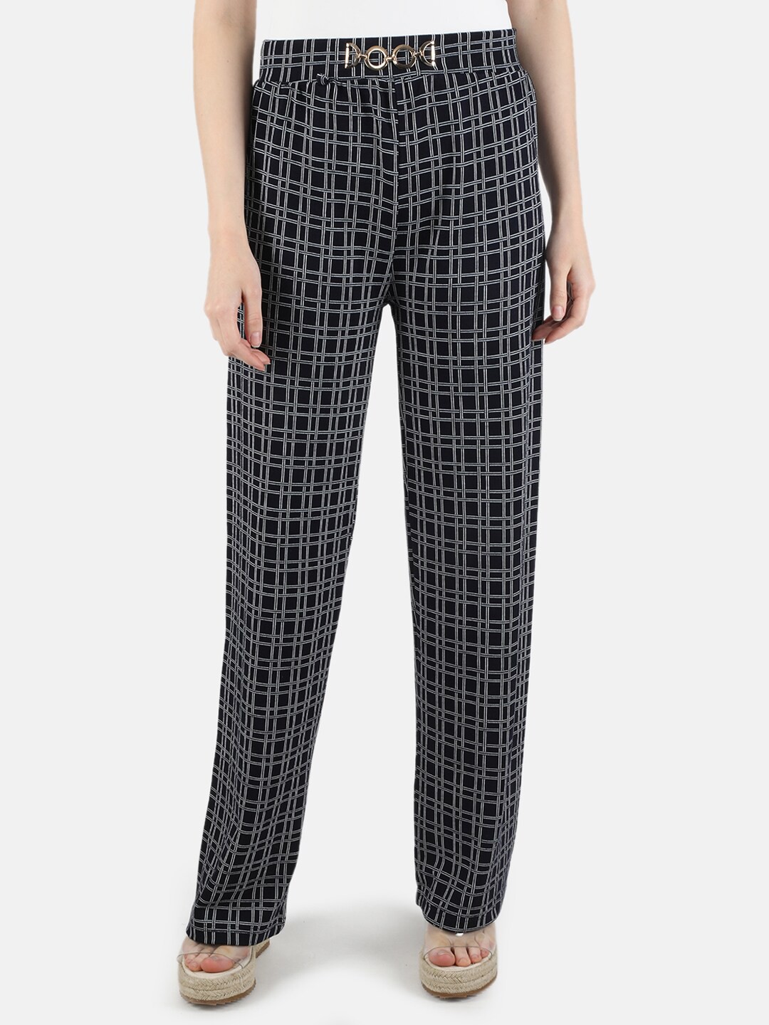 

Monte Carlo Women Navy Blue Checked Jeggings