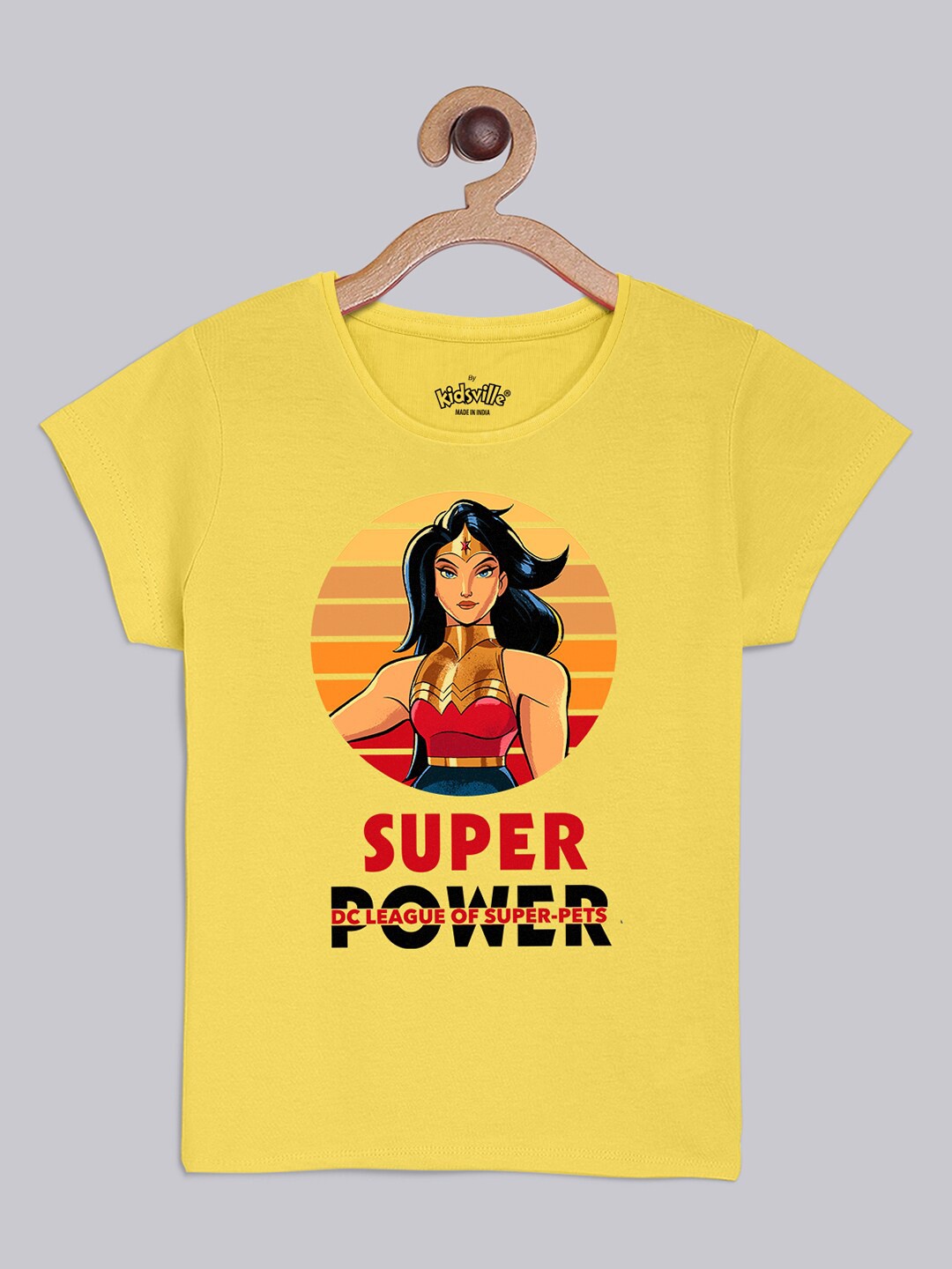 

Kids Ville Girls Yellow & Brown Printed Pure Cotton Tshirts