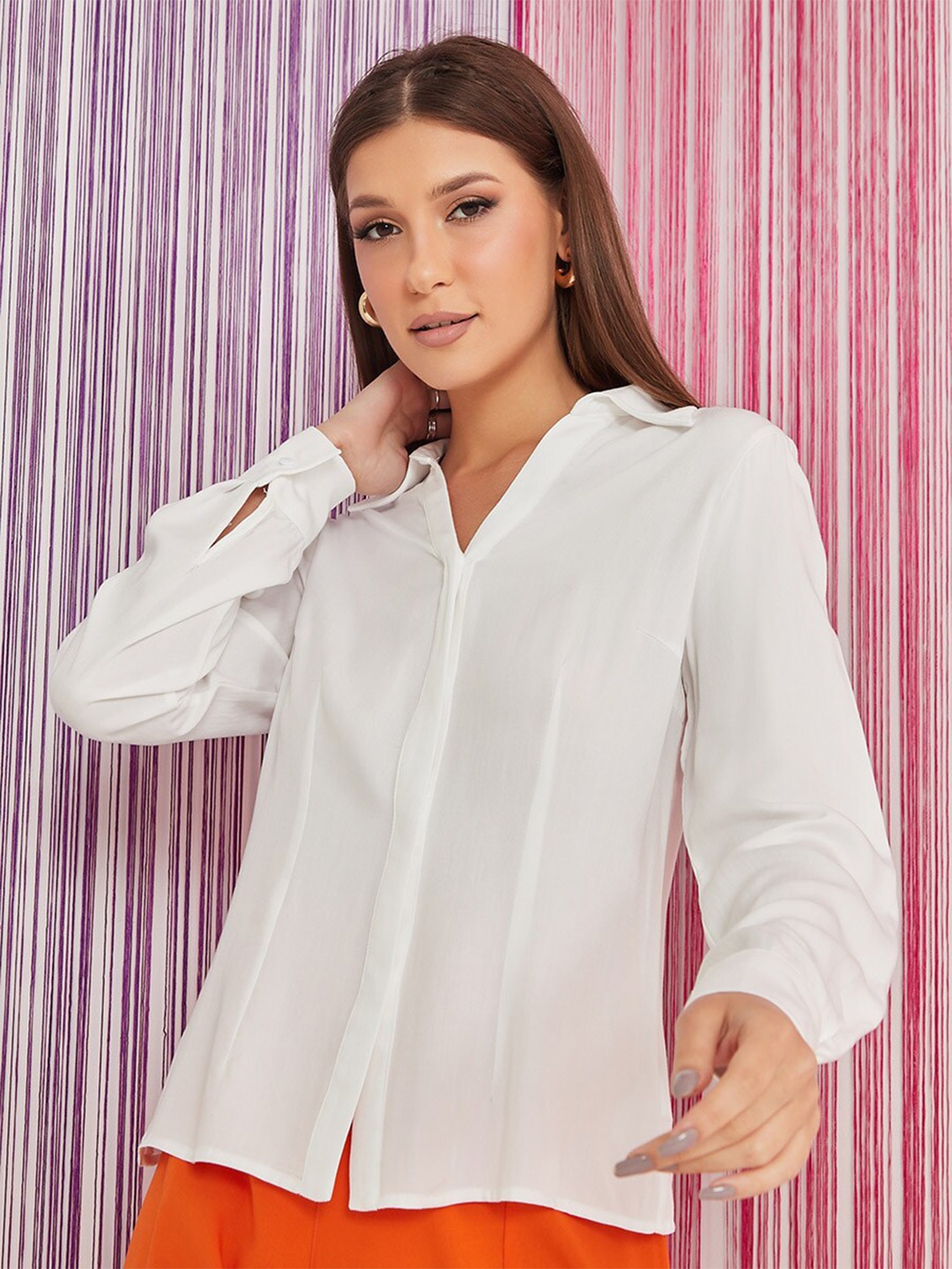 

Styli White Concealed Placket Regular Shirt