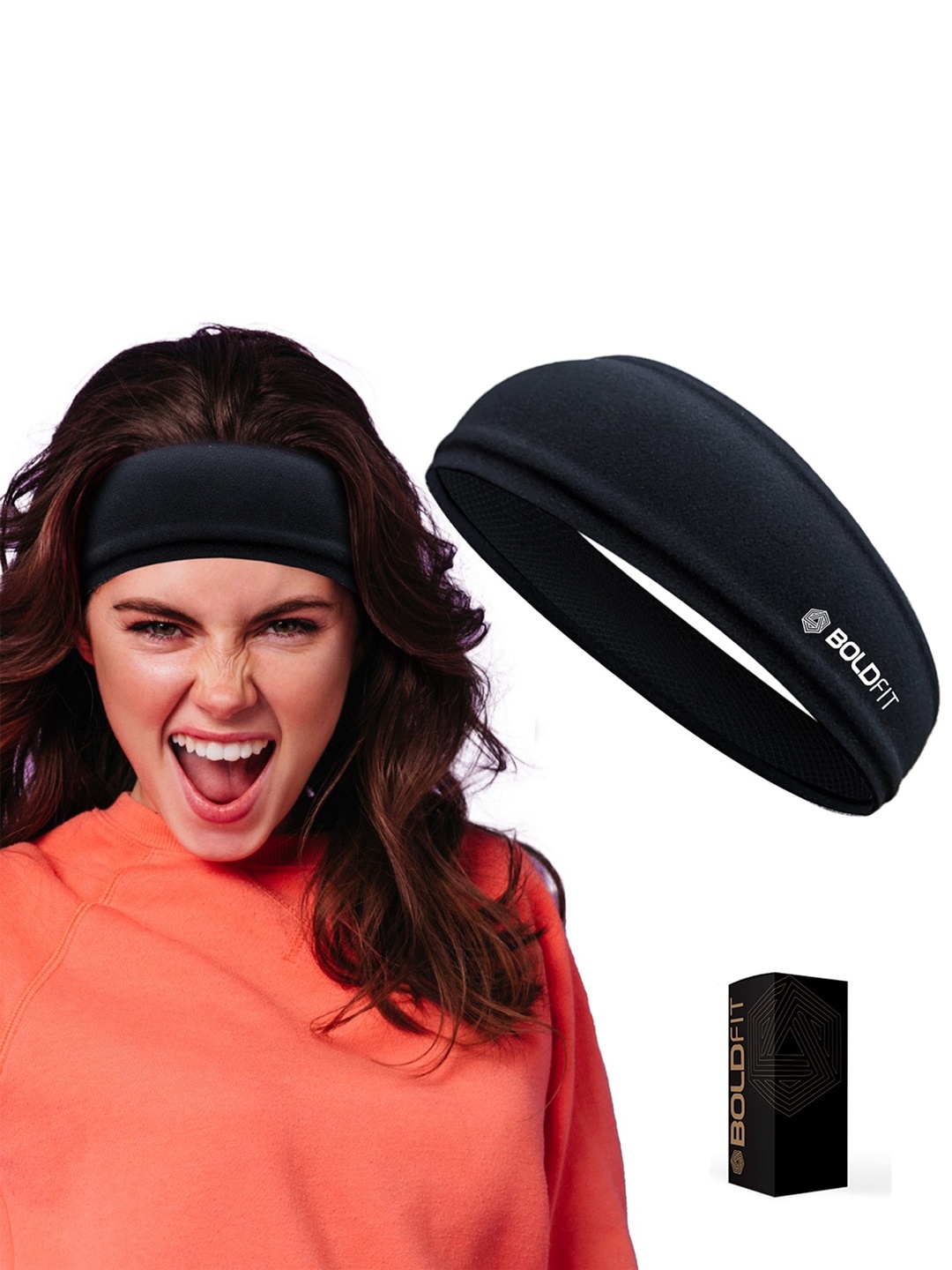 

BOLDFIT Black Solid Non Slip Headband