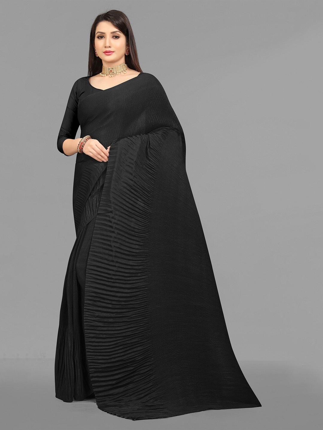 

Hinayat Fashion Black Silk Blend Mysore Silk Saree