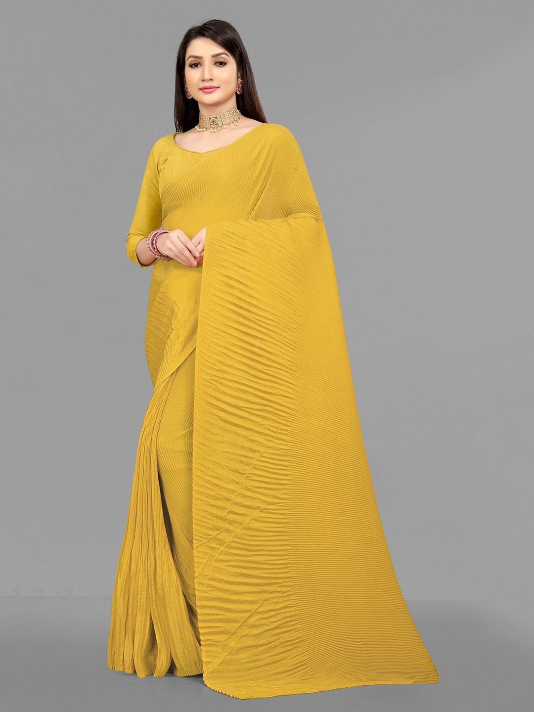 

Hinayat Fashion Yellow Silk Blend Mysore Silk Saree