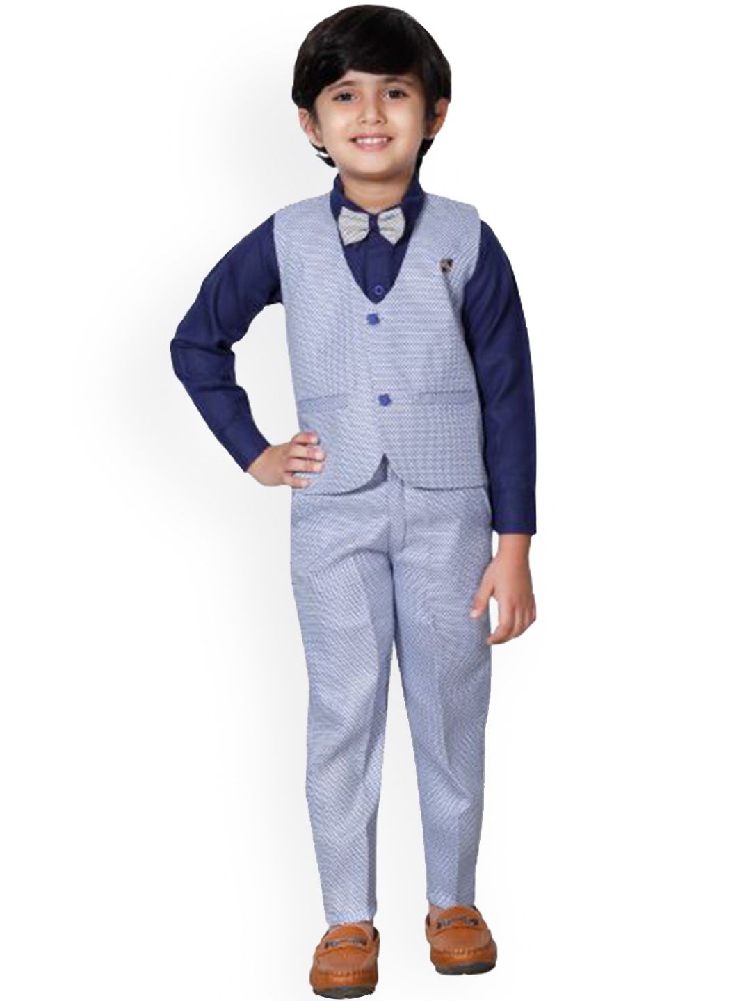 

DKGF FASHION Boys Blue Clothing Set