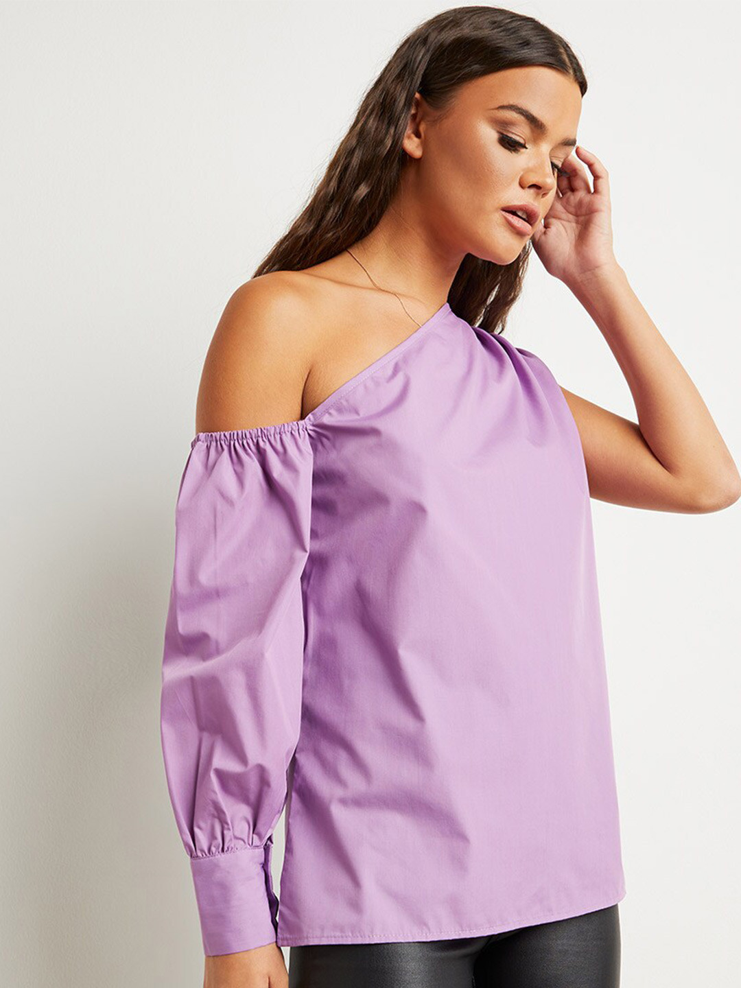 

Styli Purple Asymmetric One Shoulder Top