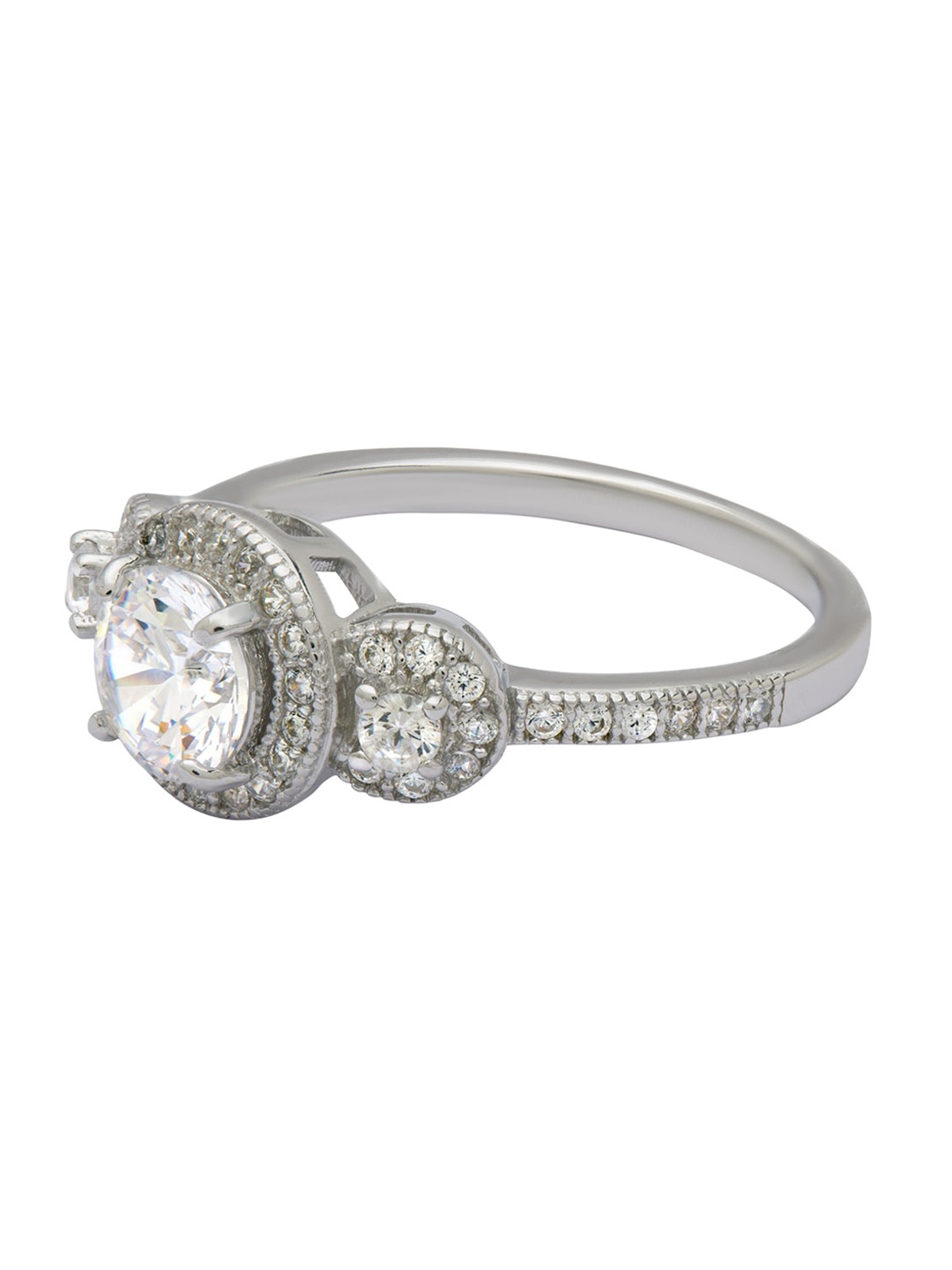 

ANAYRA 925 Sterling Silver White Stone Studded Ring