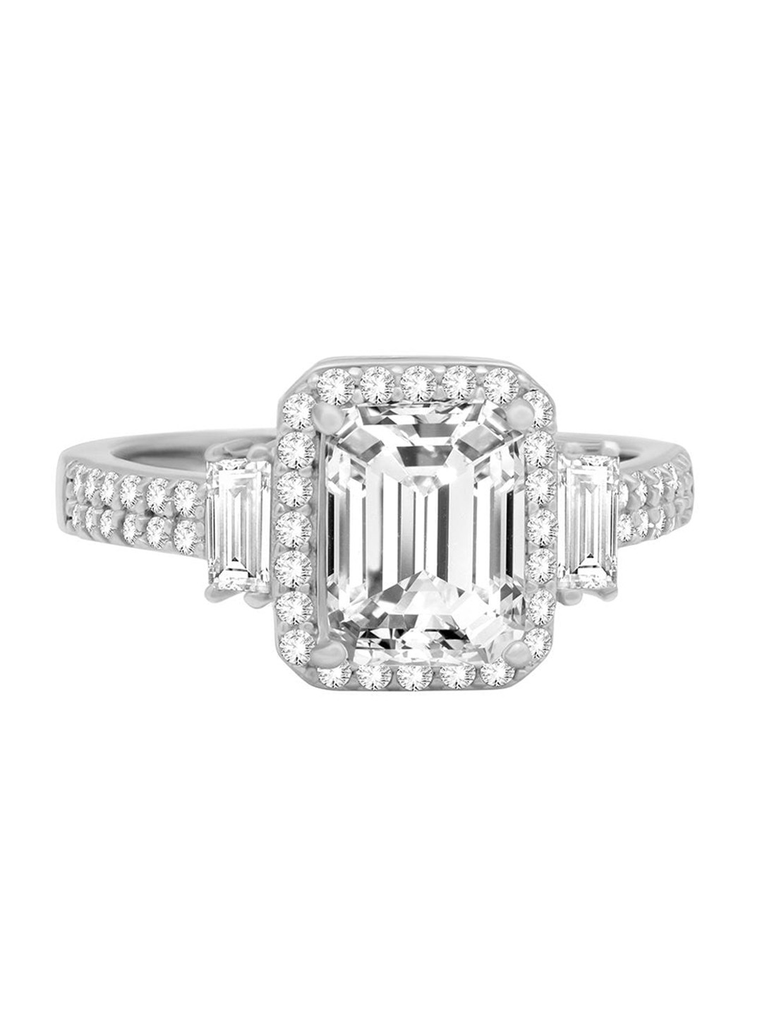 

ANAYRA 925 Sterling Silver & White Stone-Studded Finger Ring