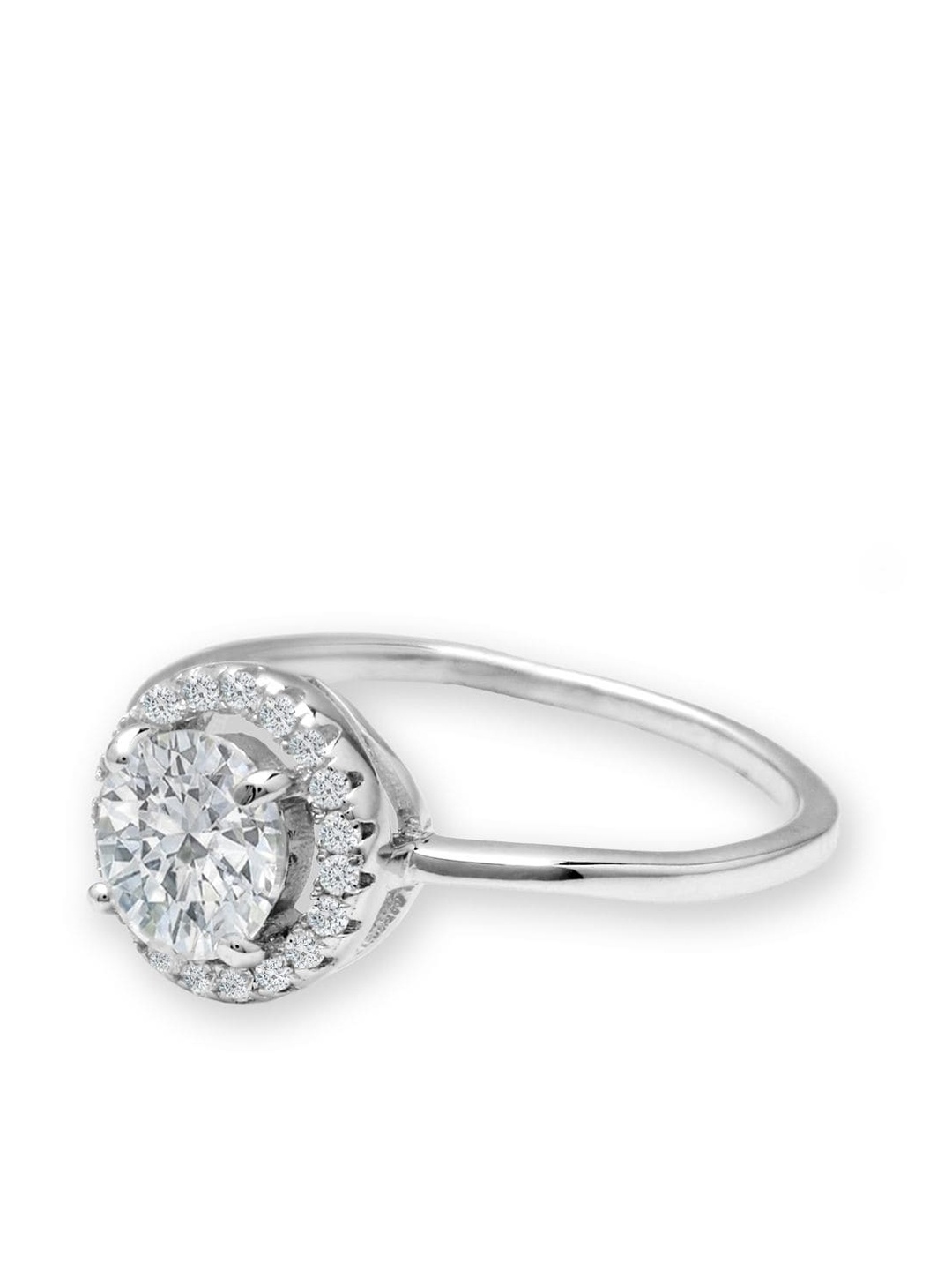 

ANAYRA 925 Sterling Silver-Toned White Sparkling Stone Studded Ring
