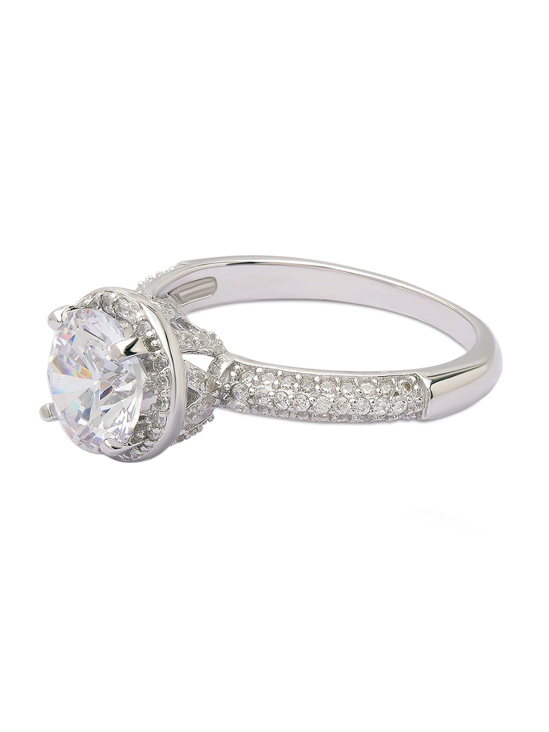 

ANAYRA 925 Sterling Silver White AD Studded Ring