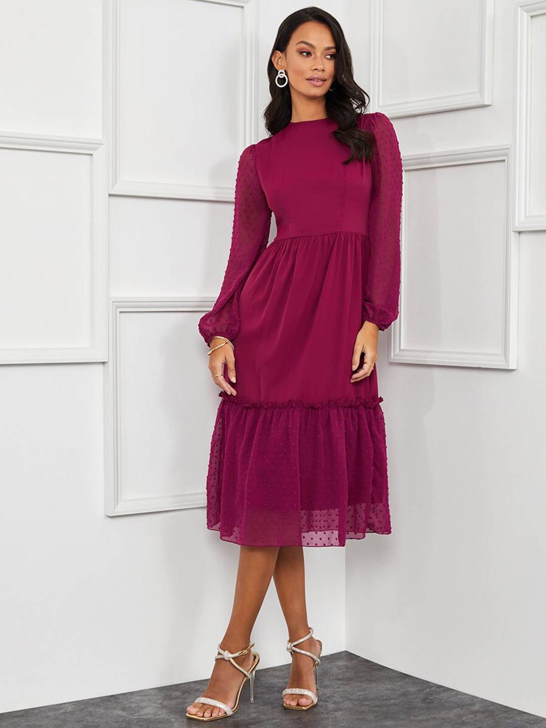 

Styli Purple A-Line Midi Dress