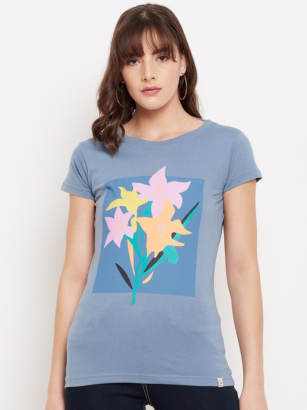 

Duke Grey Floral Print Top