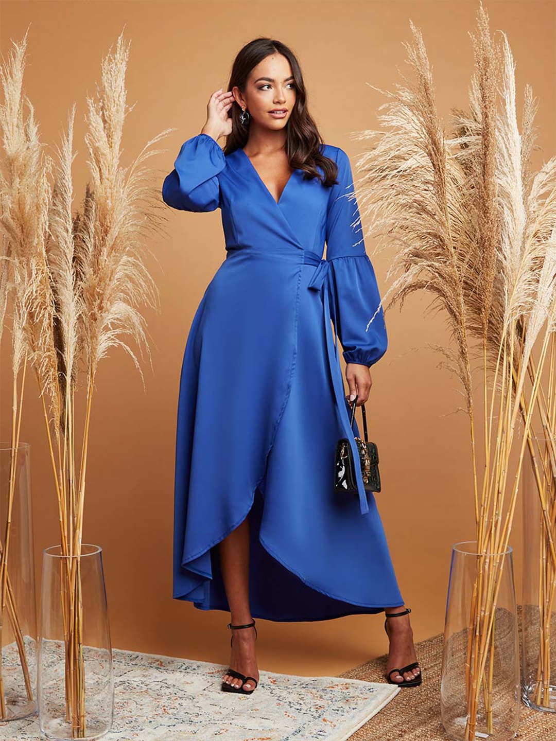 

Styli Women Solid A-Line Midi Dress, Blue