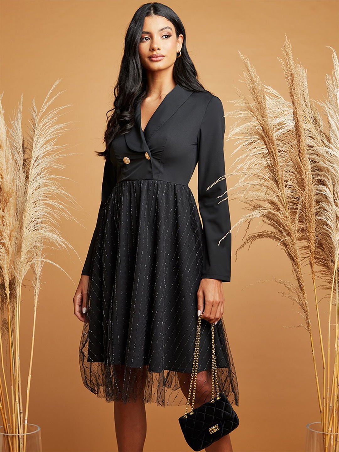 

Styli Black Formal A-Line Maxi Dress