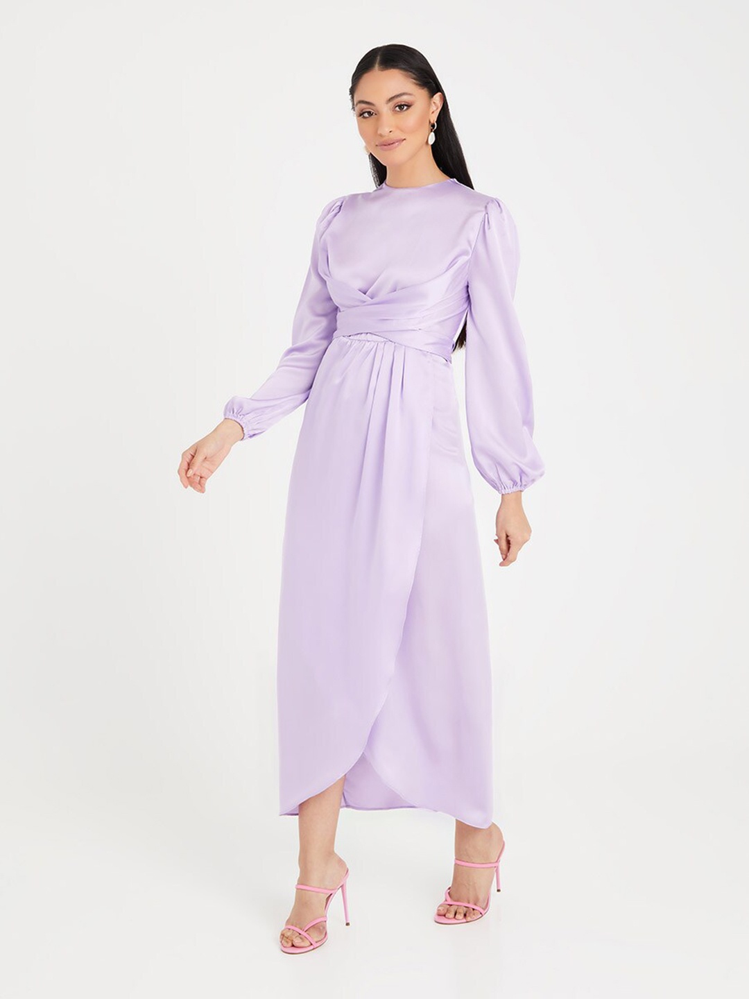 

Styli Women Round Neck Maxi Dress, Lavender