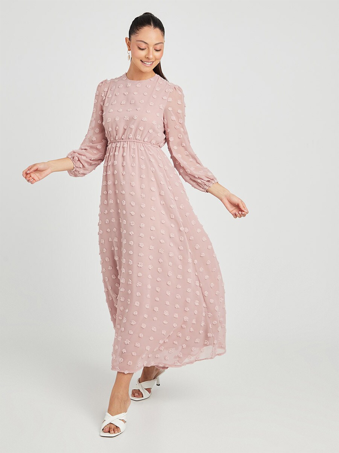 

Styli Dobby A-Line Maxi Dress, Pink