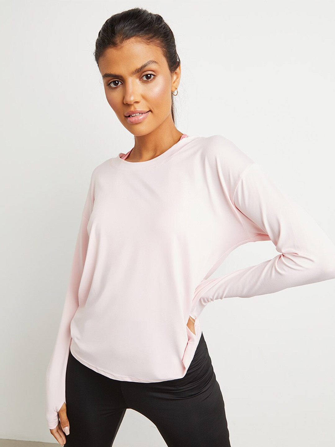 

Styli Pink Extended Sleeves Top