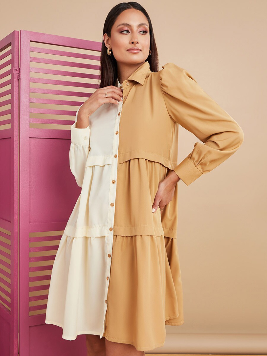 

Styli Beige A-Line Dress