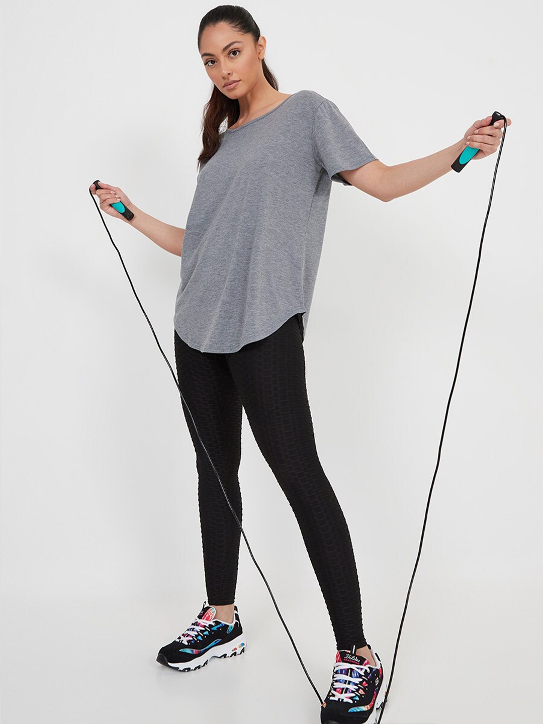 

Styli Charcoal Extended Sleeves Top