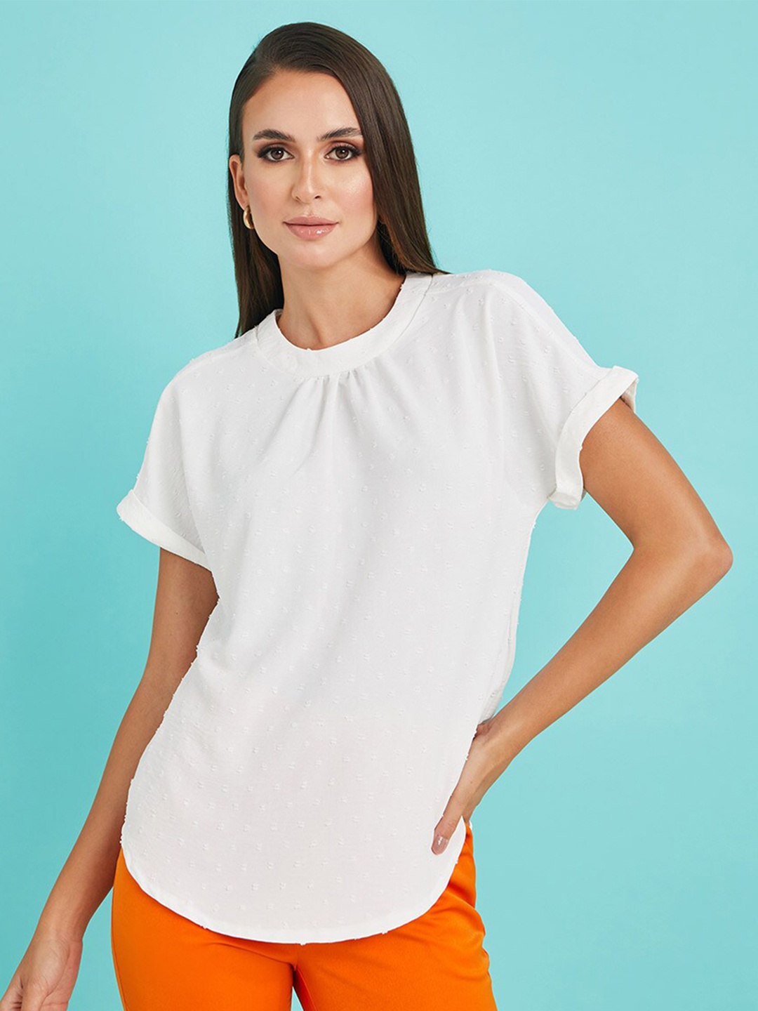 

Styli White Extended Sleeves Top