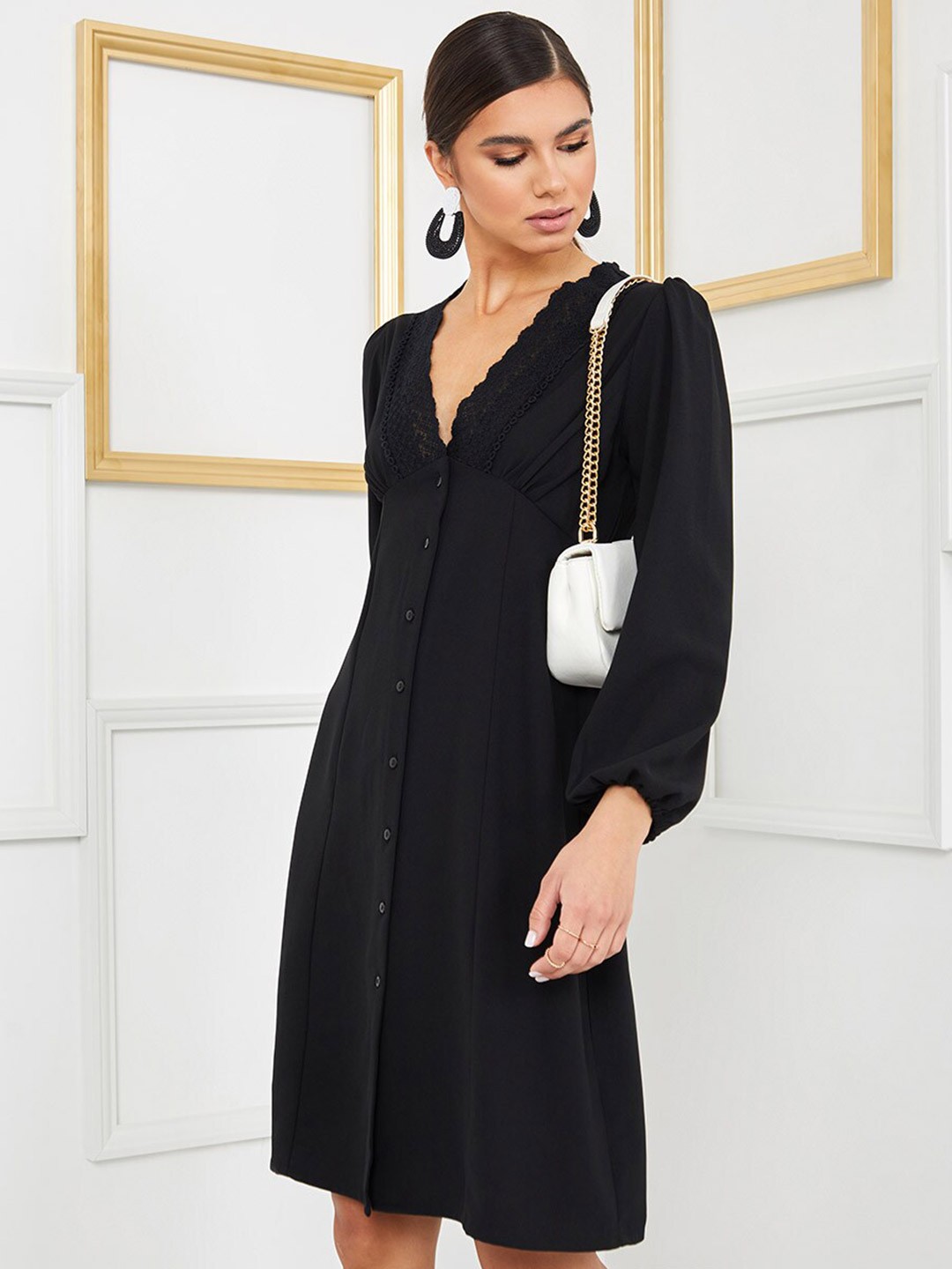 

Styli Black A-Line Dress