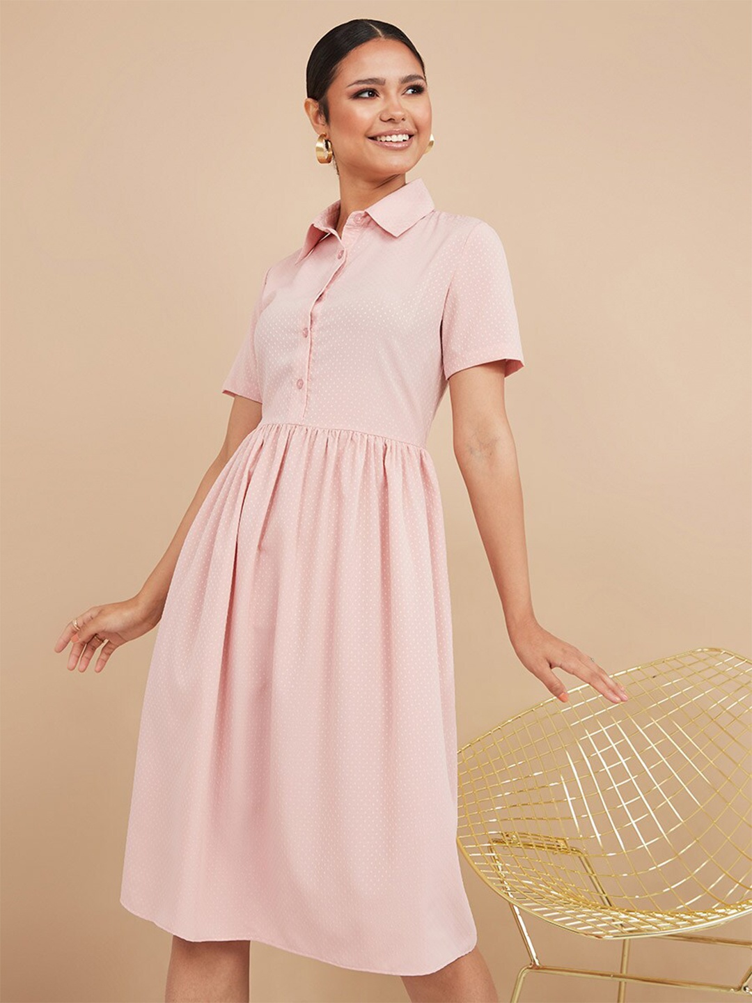 

Styli Pink Shirt Dress