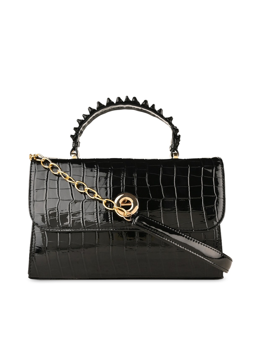 

Rocia Black Animal PU Structured Handheld Bag
