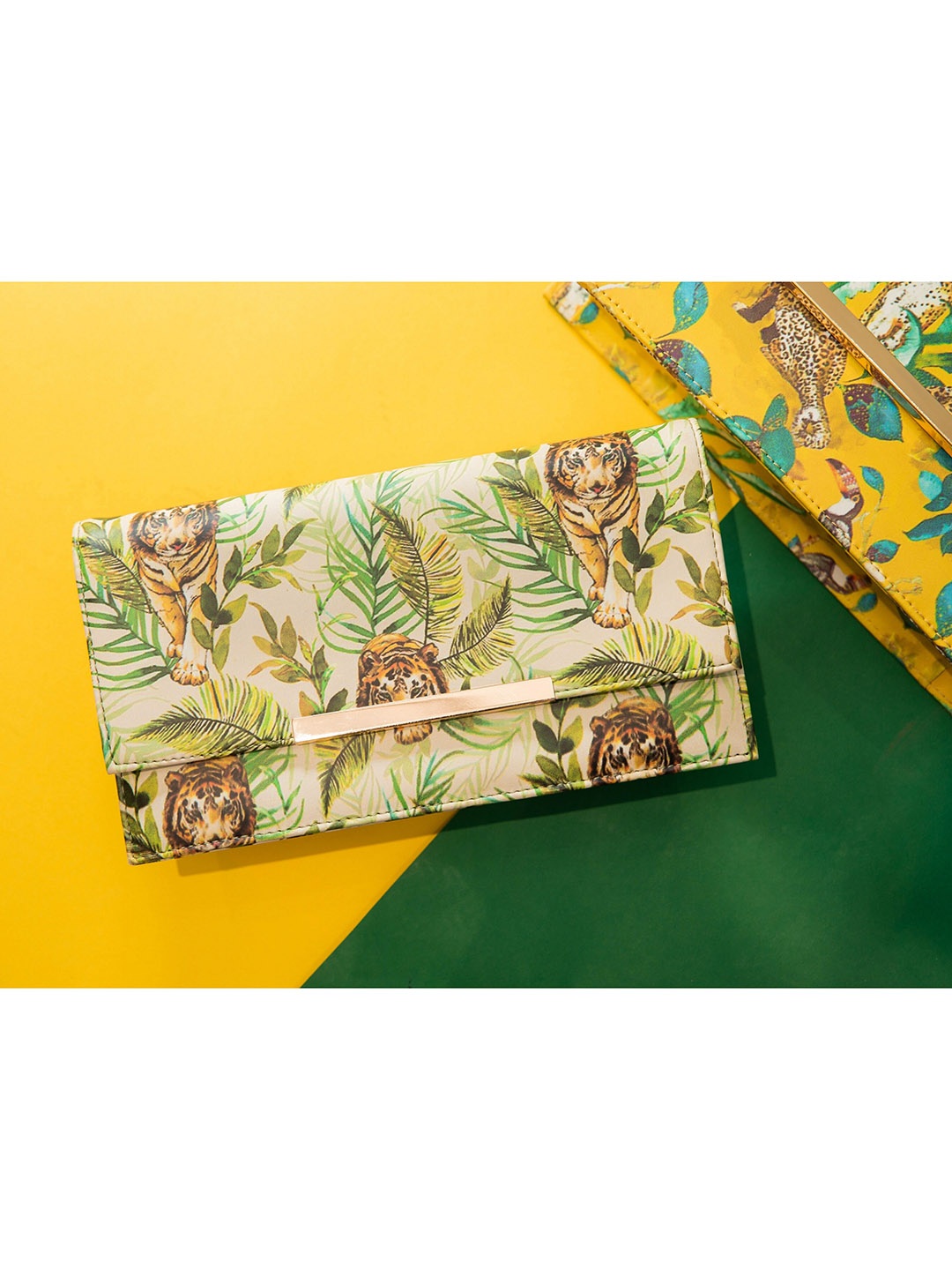 

Rocia Green Floral Printed PU Shopper Tote Bag