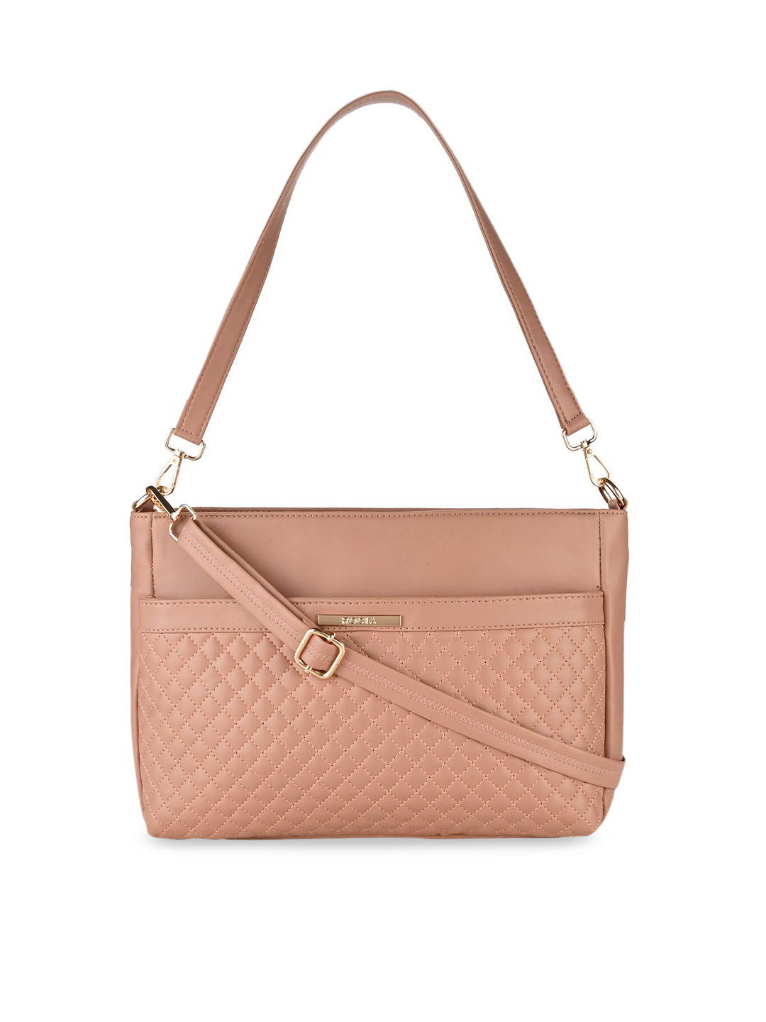 

Rocia Pink Textured PU Structured Shoulder Bag with Quilted