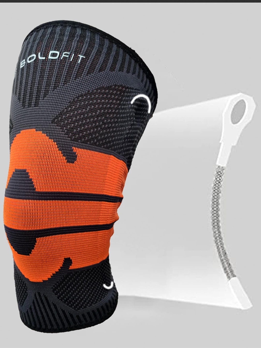 

BOLDFIT Black & Orange Patterned Knee Cap