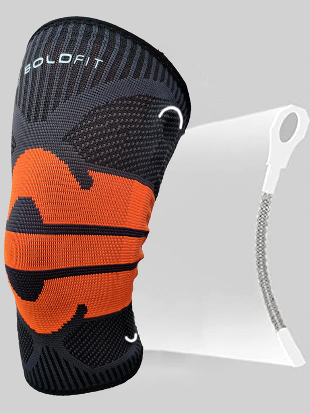 

BOLDFIT Orange & Black Self-Design Knee Support Cap