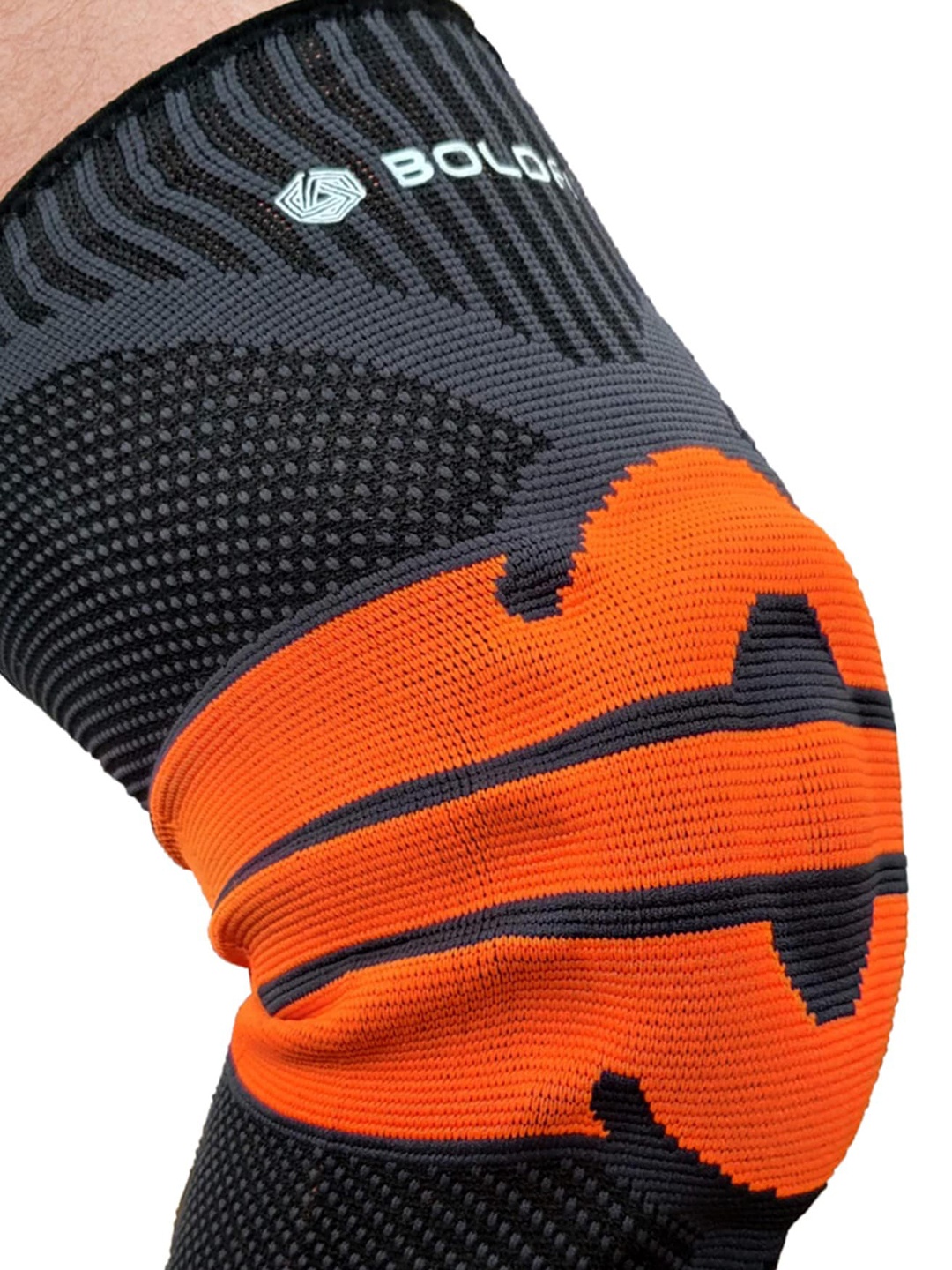 

BOLDFIT Grey & Orange Printed Knee Support Sleeves
