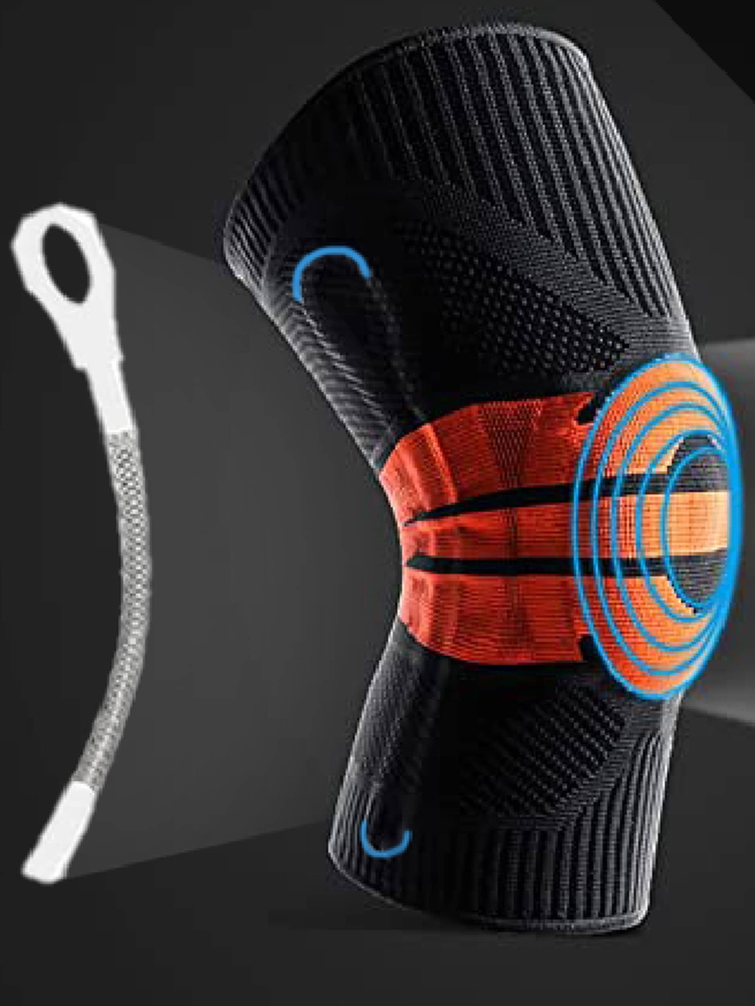 

BOLDFIT Black & Orange Patterned Knee Cap With 2 Springs