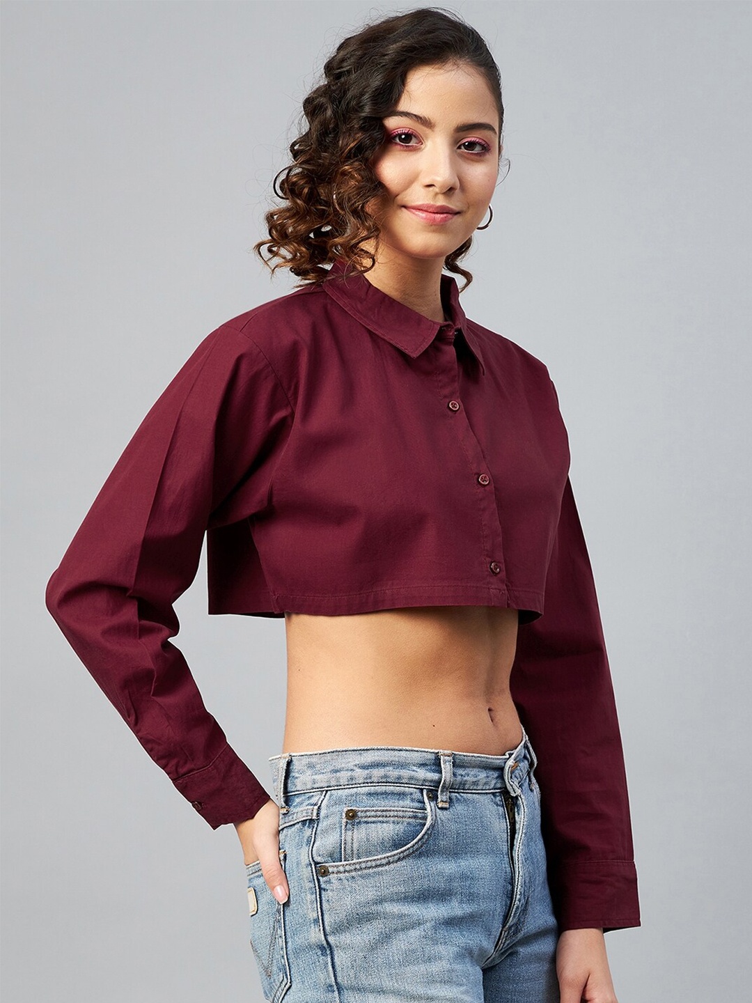 

CHIMPAAANZEE Women Maroon Relaxed Casual Shirt