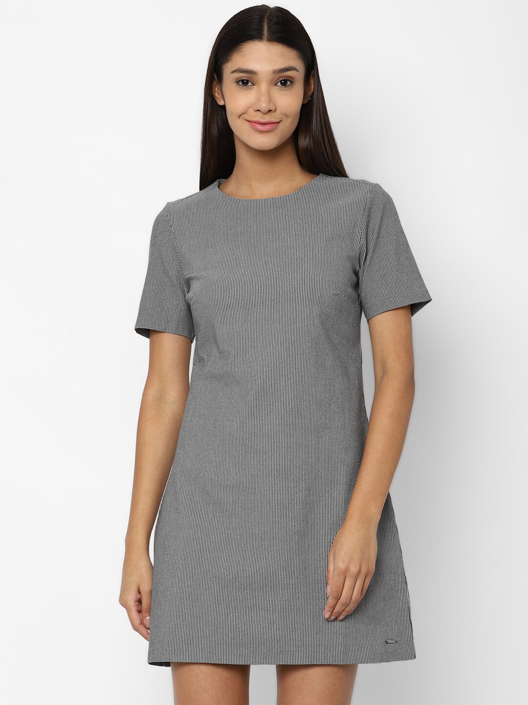 

Allen Solly Woman Grey Striped A-Line Dress