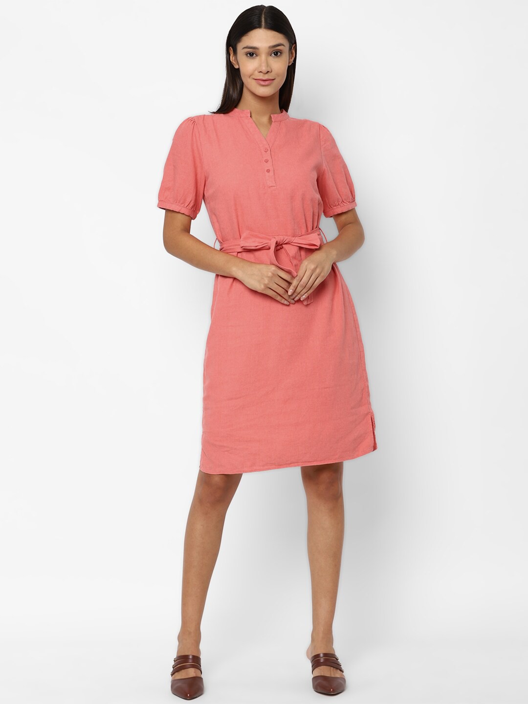 

Allen Solly Woman Pink & burnt coral A-Line Dress