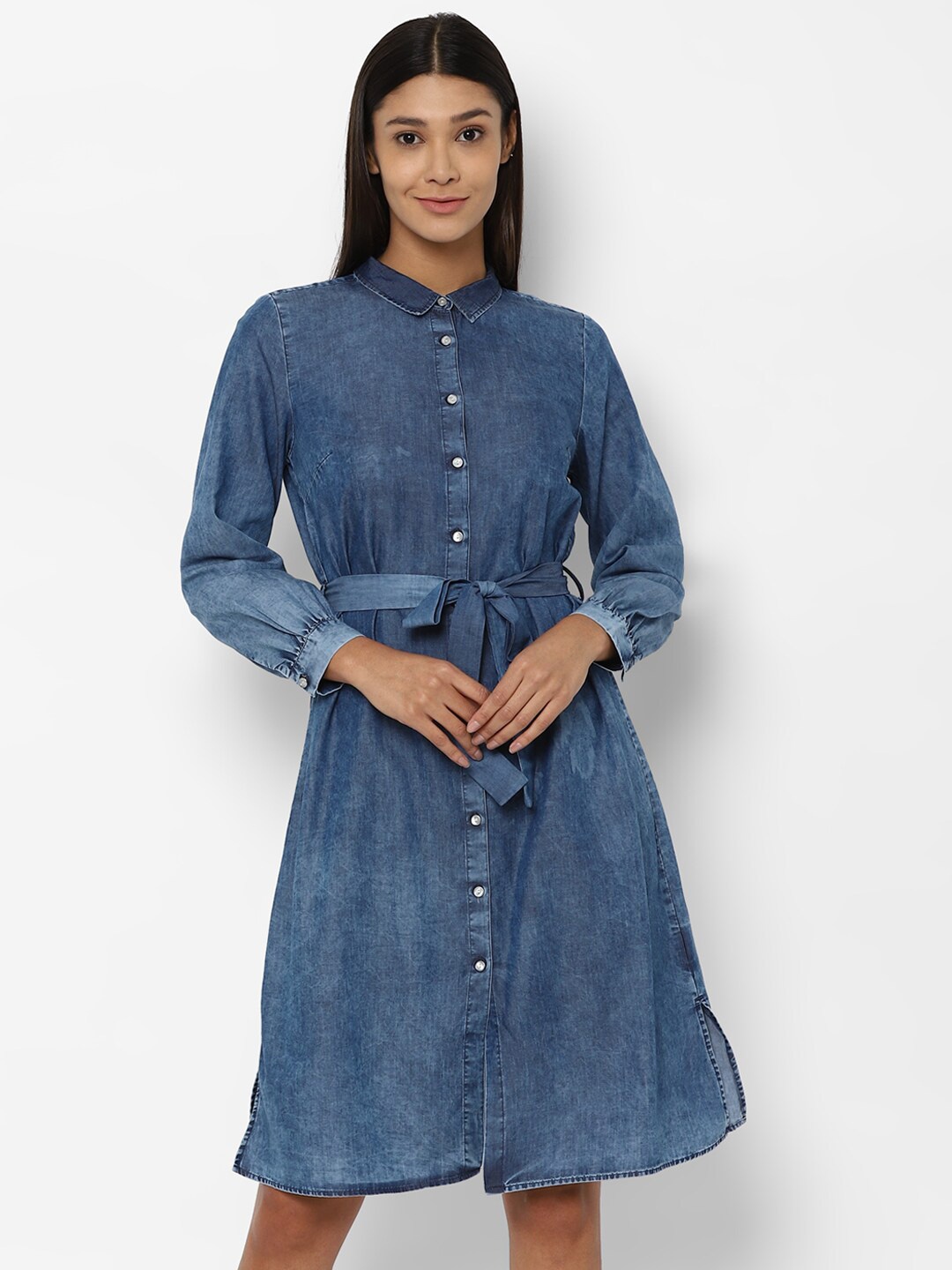 

Allen Solly Woman Navy Blue & legion blue Shirt Dress