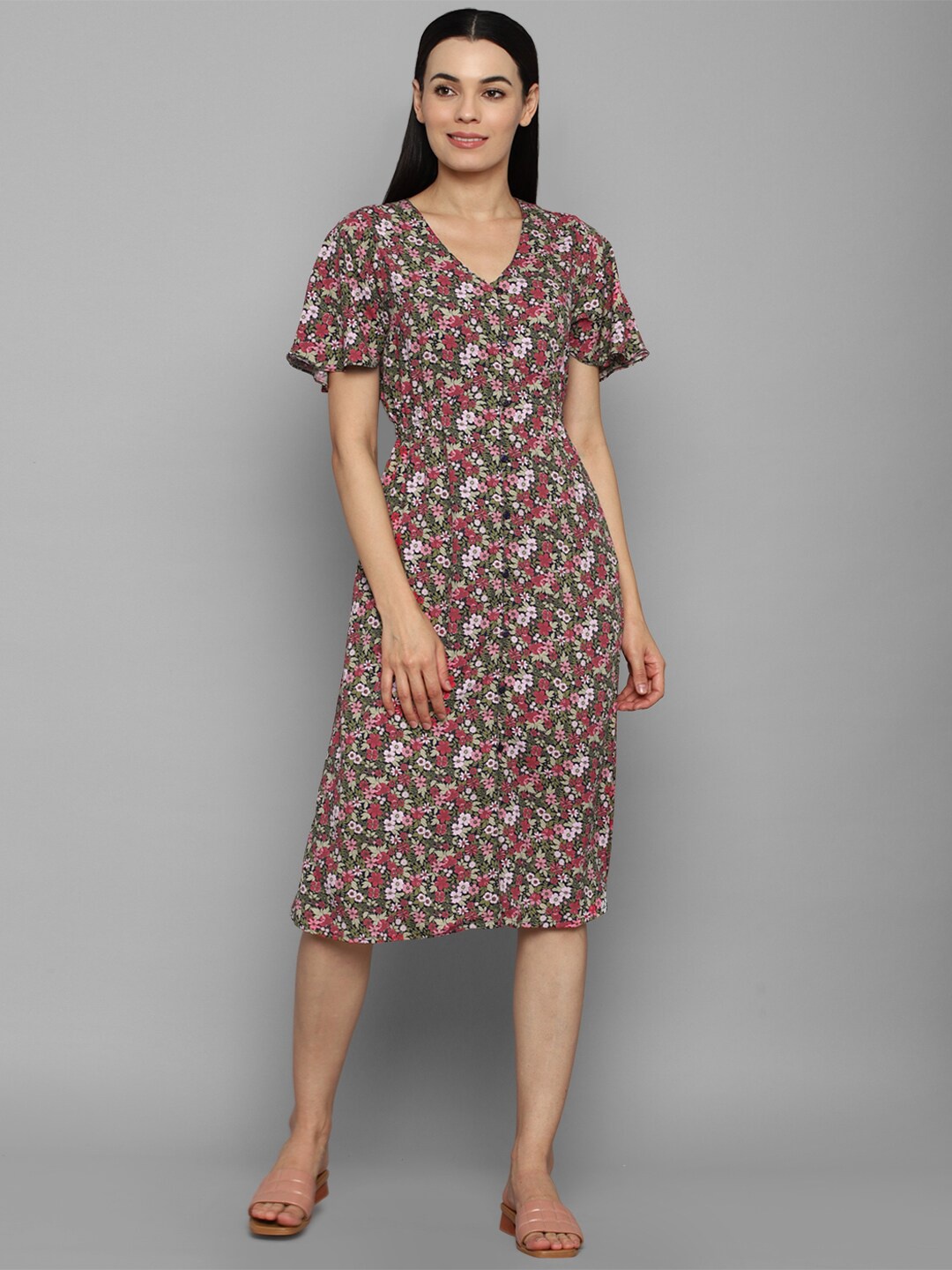

Allen Solly Woman Multicoloured Floral A-Line Dress, Multi
