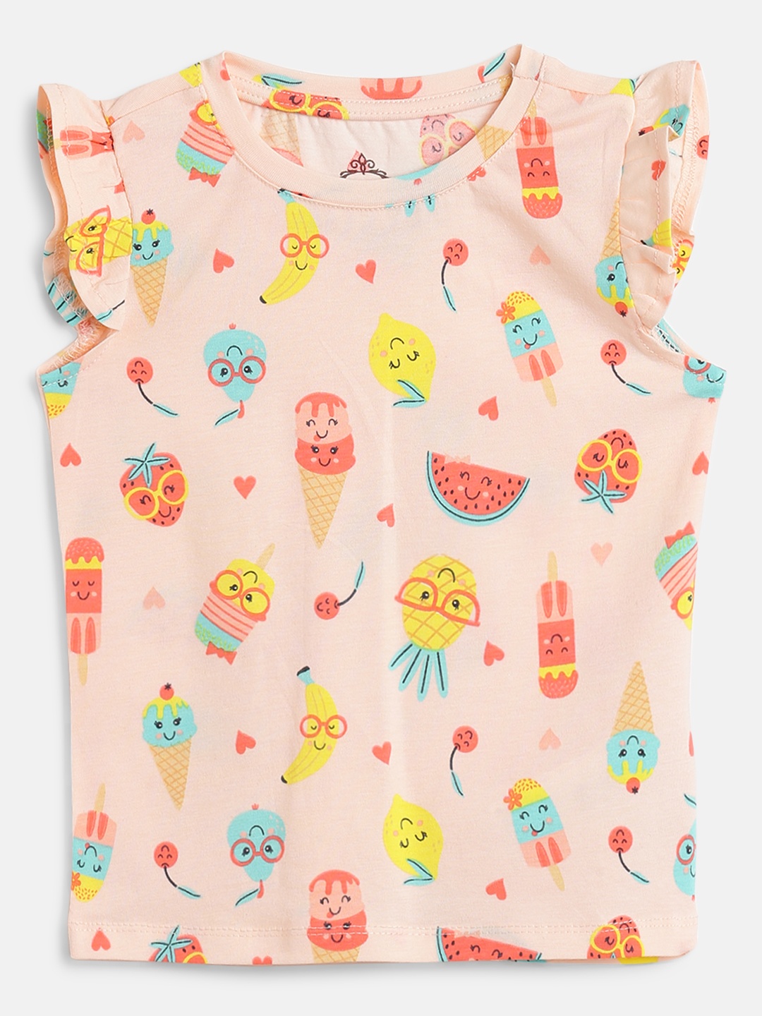 

Civil Girls Peach-Coloured Printed T-shirt