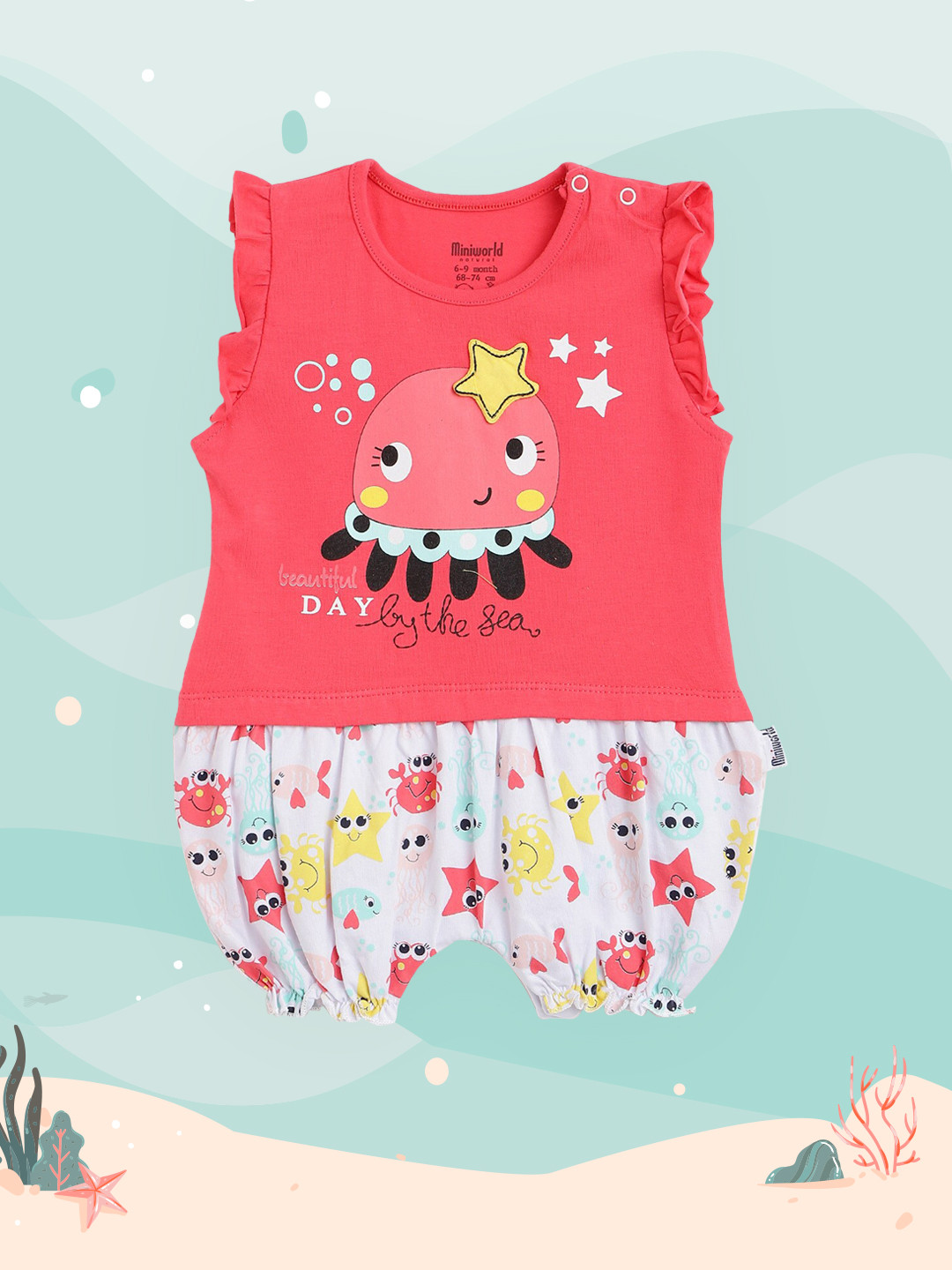 

Civil Infant Girls Pink & White Graphic Print Rompers