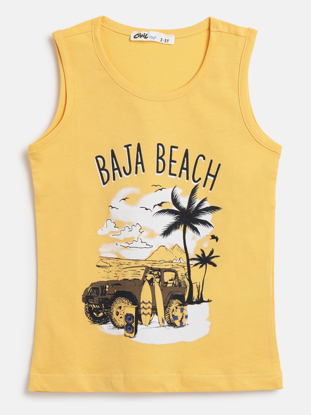 

Civil Boys Yellow & Black Typography Printed Pure Cotton T-shirt