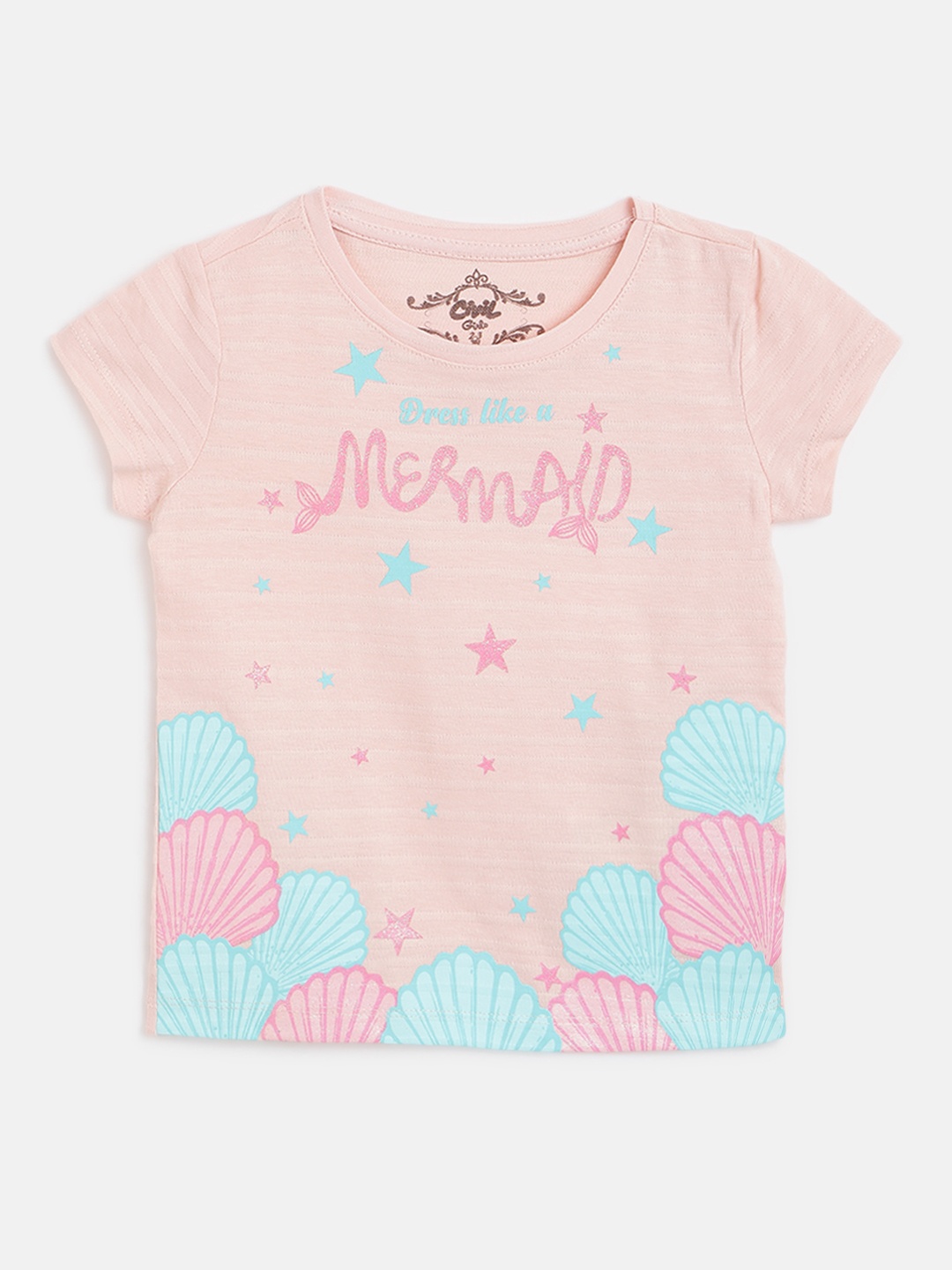 

Civil Girls Pink & Blue Pure Cotton Graphic Print T-shirt
