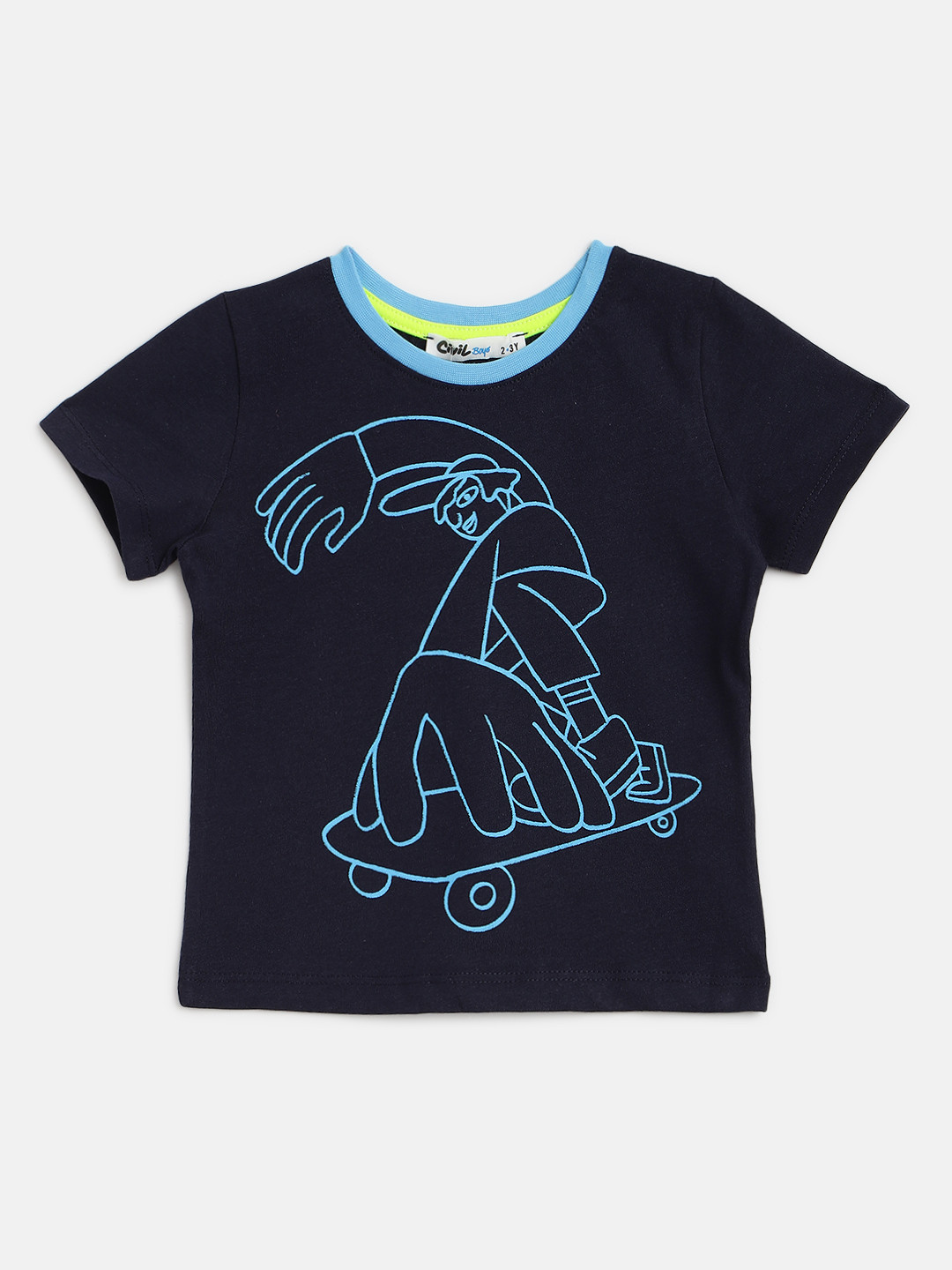 

Civil Boys Navy Blue Printed Pure Cotton T-shirt
