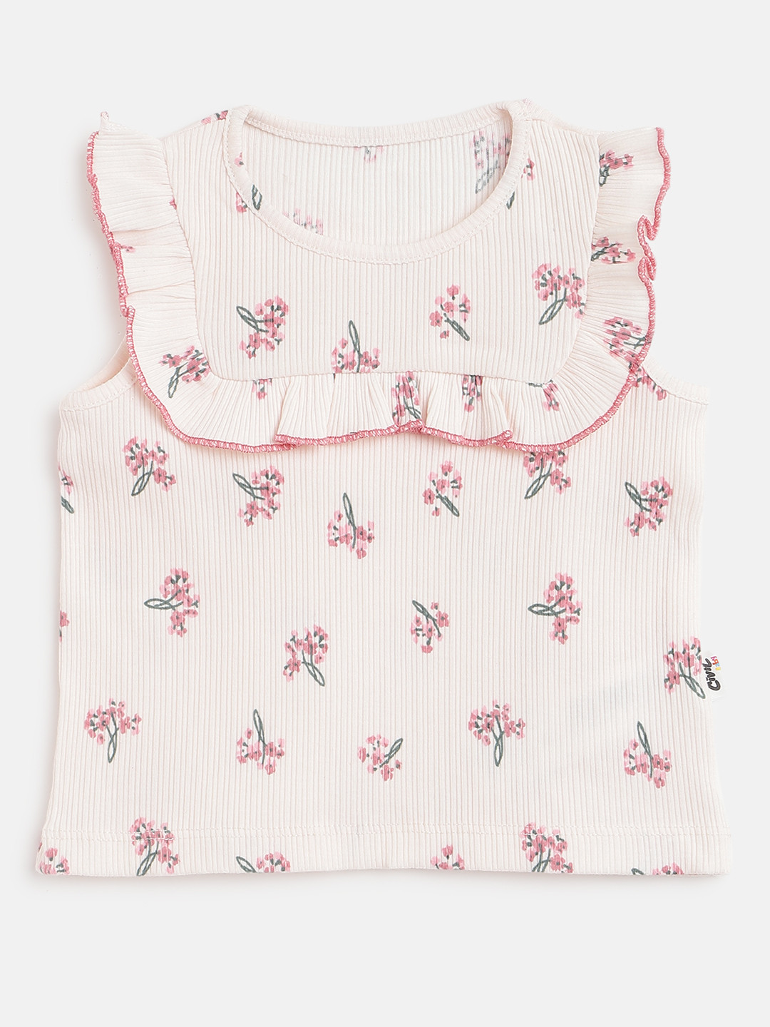 

Civil Pink Floral Print Ruffles Top