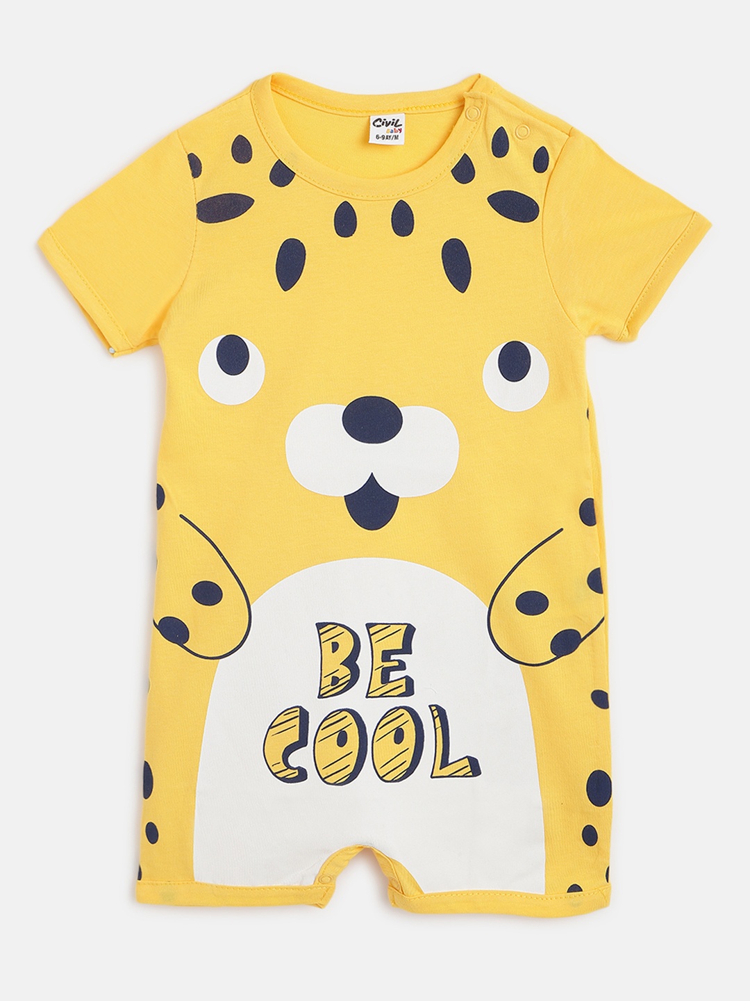 

Civil Infant Boys Yellow & Black Printed Pure Cotton Body Suit